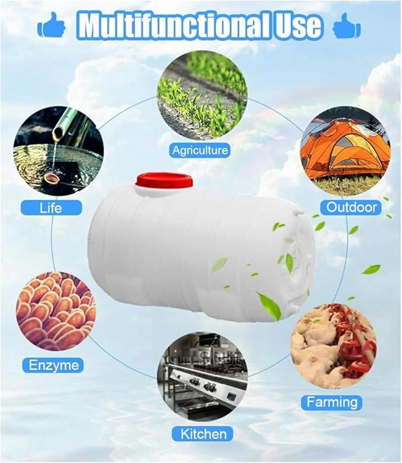 مخزن آب فضای باز JIESOO 48L/110L/160L/200L/340L برای کمپینگ، پیاده‌روی، مخزن ذخیره آب، چند منظوره، حمل کننده آب سرد (340L)
