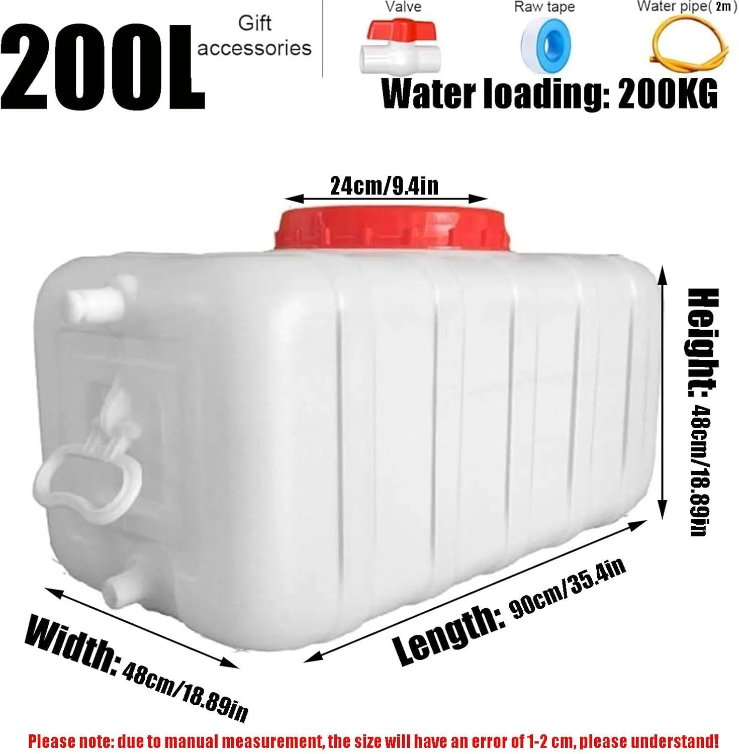 ظرف آب JIESOO سطل آب پلاستیکی 50L/100L/150L/200L مخازن آب پلاستیکی مقاوم در برابر افتادن سطل مسافرتی در فضای باز ذخیره آب برای کمپینگ و پیاده روی (200L)