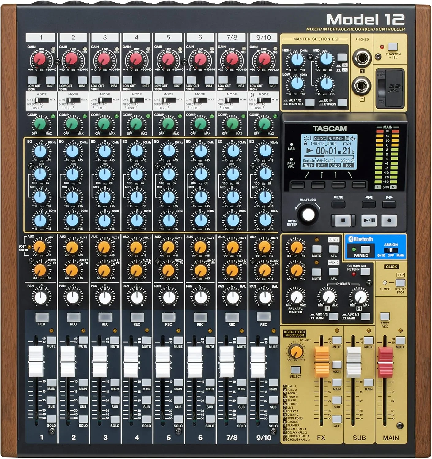 استودیوی ضبط، میکسر، کارت صدای USB و کنترلر DAW دیجیتال 12 تراکه Tascam Model 12