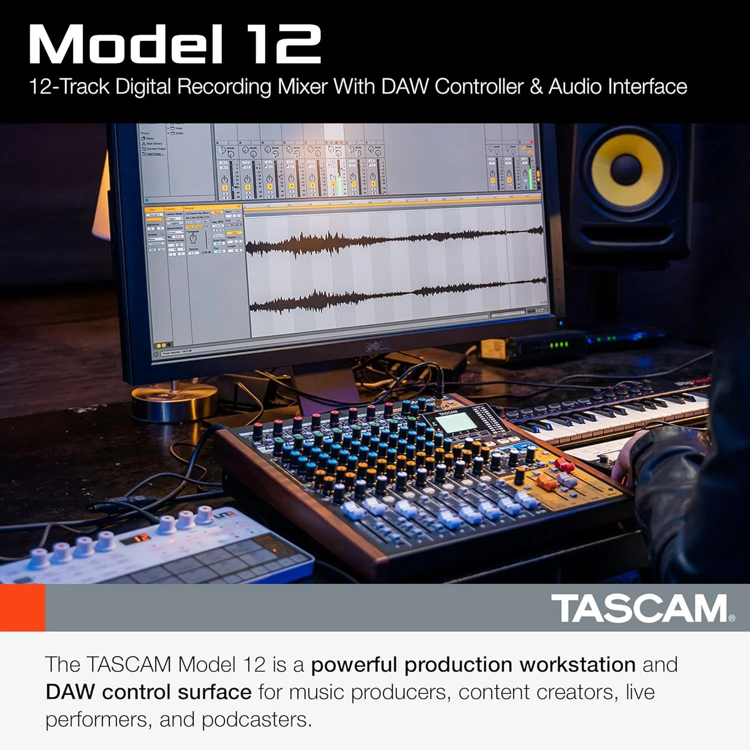 استودیوی ضبط، میکسر، کارت صدای USB و کنترلر DAW دیجیتال 12 تراکه Tascam Model 12 استودیوی ضبط، میکسر، کارت صدای USB و کنترلر DAW دیجیتال 12 تراکه Tascam Model 12