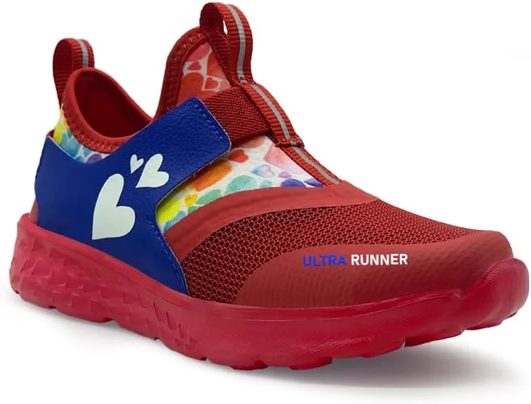کفش های شب تاب Ultra Runner KazarMax | راحت | سبک وزن | کتانی غیر رسمی دخترانه، قرمز، سایز 11 بچه گانه انگلستان