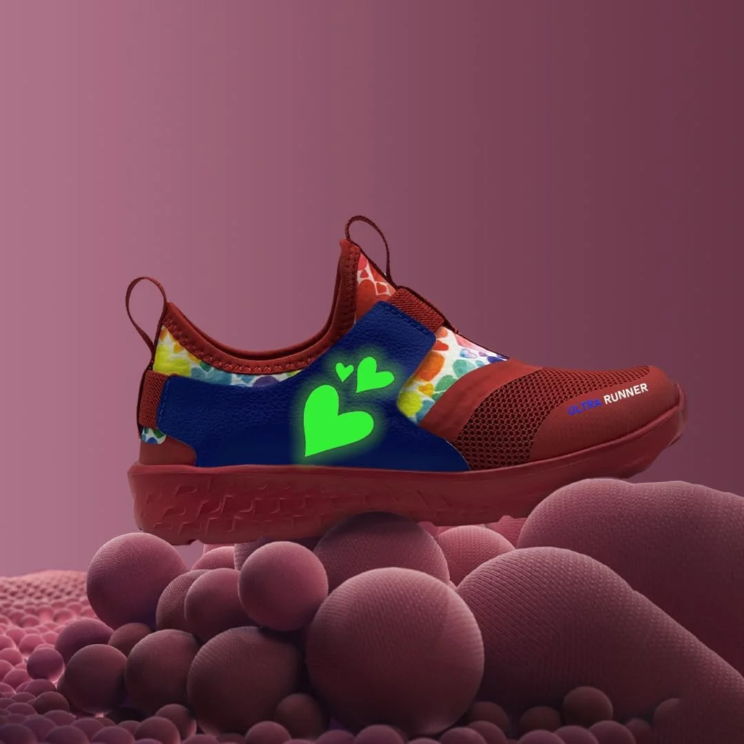 کفش های شب تاب Ultra Runner KazarMax | راحت | سبک وزن | کتانی غیر رسمی دخترانه، قرمز، سایز 11 بچه گانه کفش های شب تاب Ultra Runner KazarMax | راحت | سبک وزن | کتانی غیر رسمی دخترانه، قرمز، سایز 11 بچه گانه