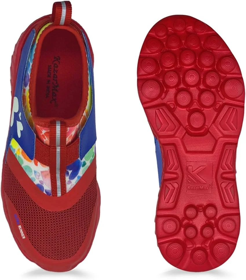 کفش های شب تاب Ultra Runner KazarMax | راحت | سبک وزن | کتانی غیر رسمی دخترانه، قرمز، سایز 11 بچه گانه کفش های شب تاب Ultra Runner KazarMax | راحت | سبک وزن | کتانی غیر رسمی دخترانه، قرمز، سایز 11 بچه گانه