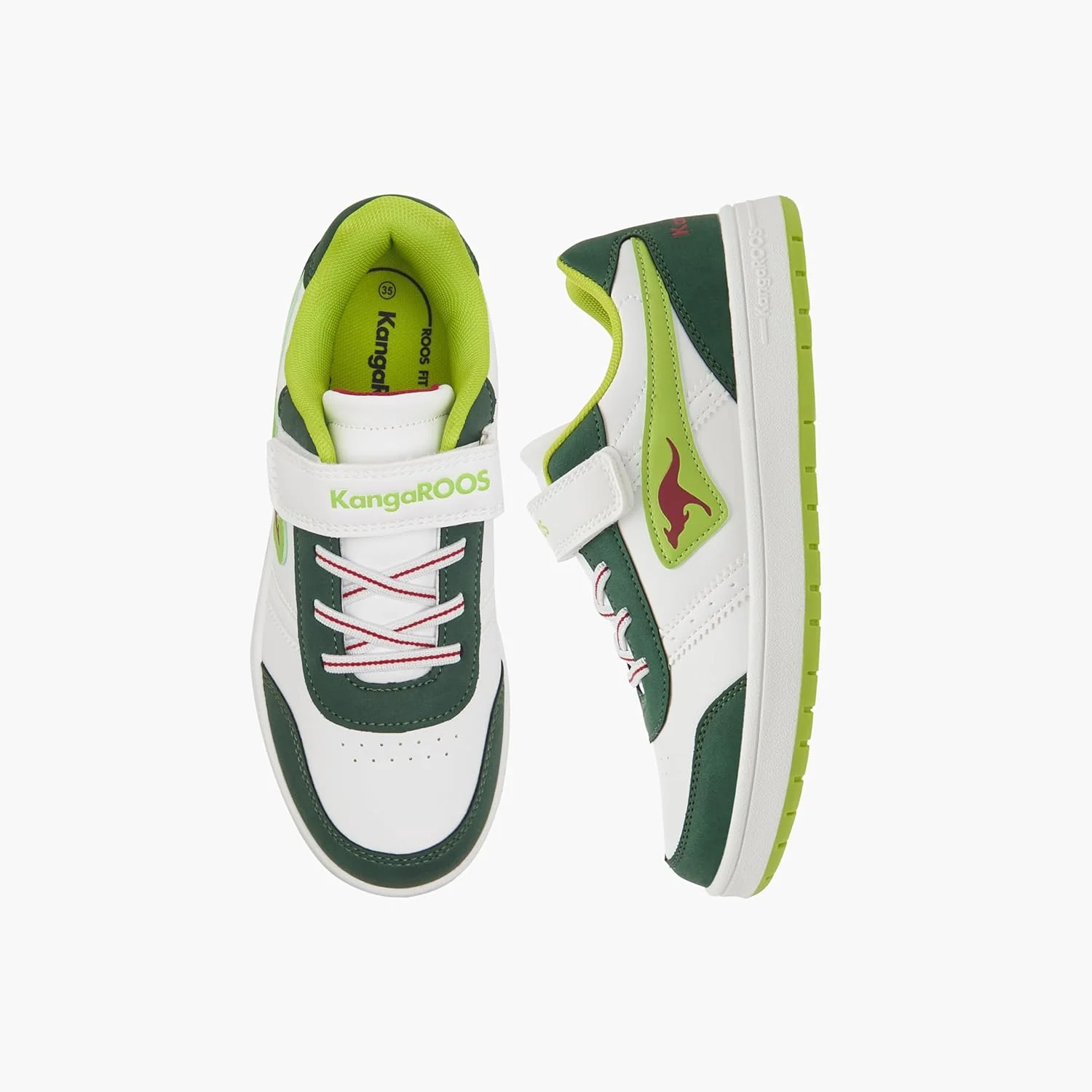 کفش ورزشی دخترانه کانگوروز مدل 10266-Gj - کفش های کتانی دخترانه با جزئیات لوگو و بستن چسبی