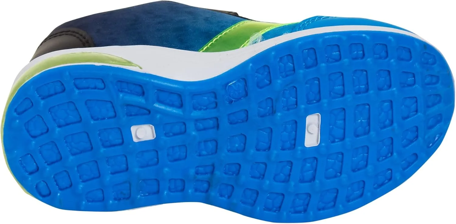 کفش ورزشی چراغ دار دنیای ژوراسیک، کفش های اسپرت دایناسوری بچه گانه با چراغ های چشمک زن، کفش های کتانی دینو پسرانه، چند رنگ، سایز 7 UK کودک