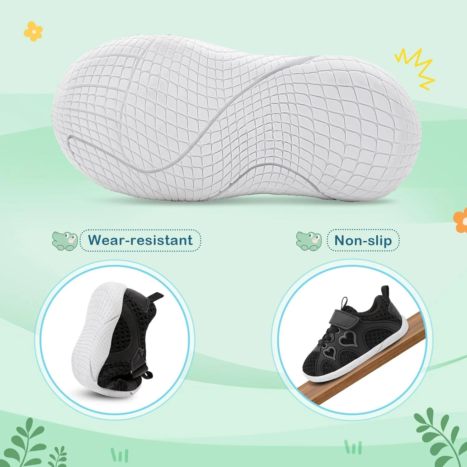 کفش‌های بچه‌گانه دخترانه JIASUQI، کفش‌های پیاده‌روی پابرهنه، کفش‌های دویدن و تنیس