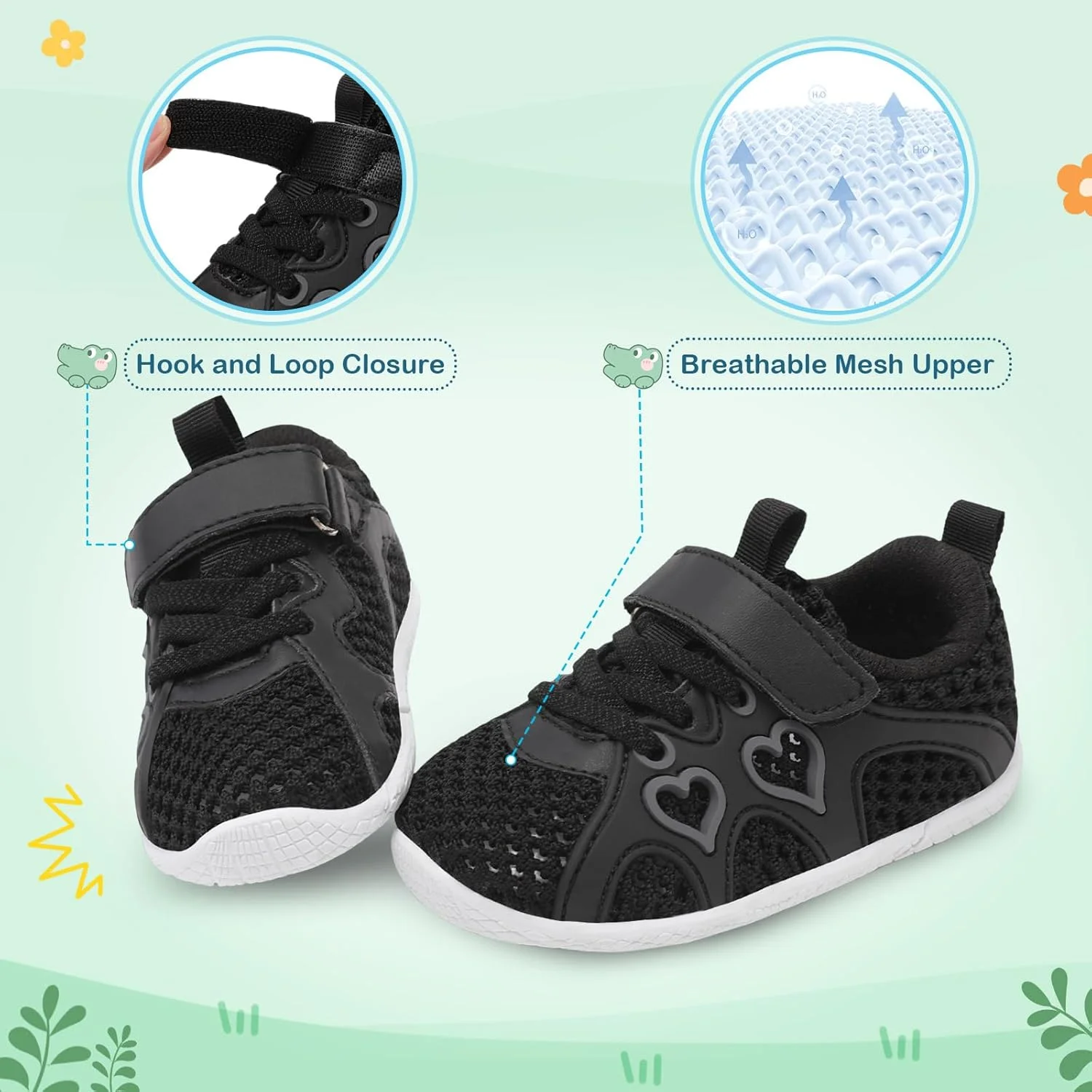 کفش‌های بچه‌گانه دخترانه JIASUQI، کفش‌های پیاده‌روی پابرهنه، کفش‌های دویدن و تنیس