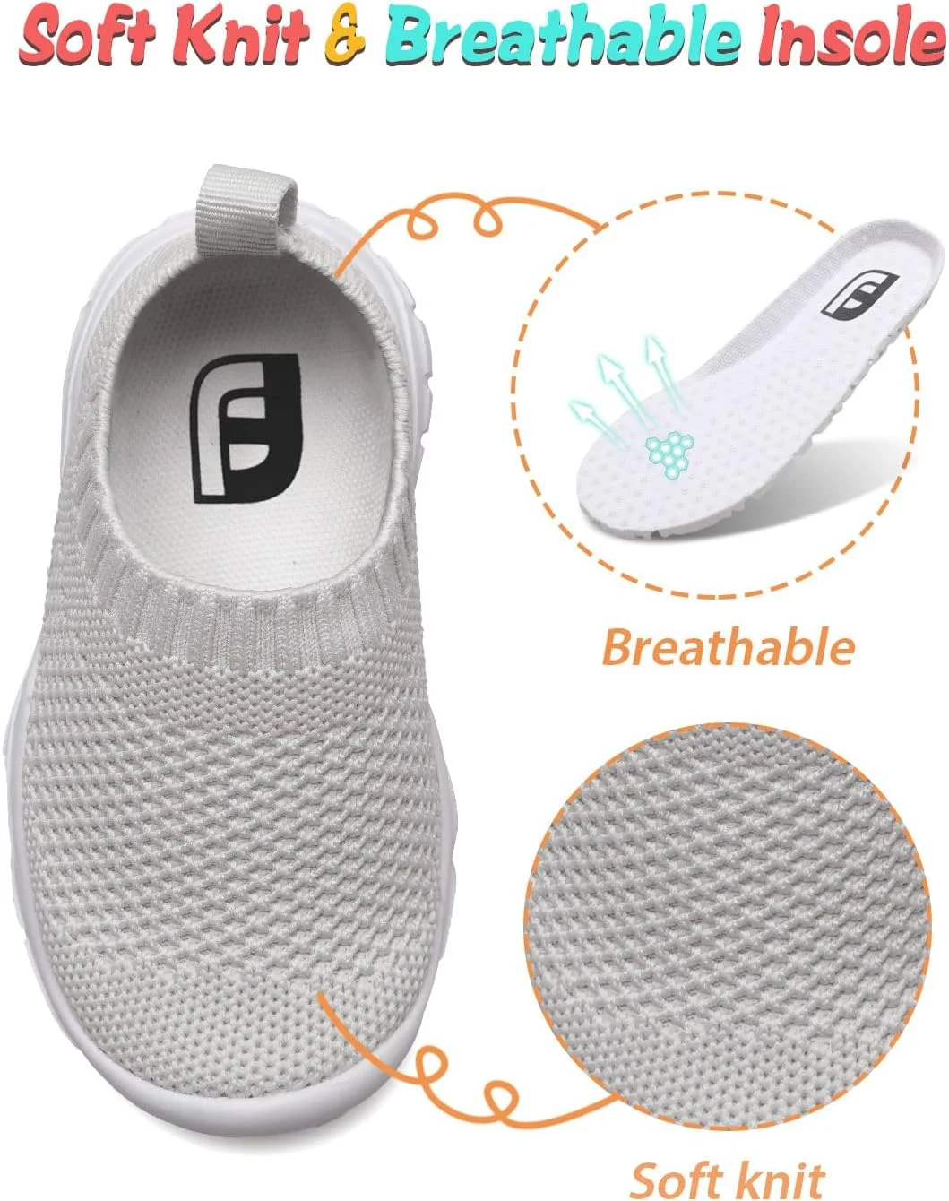 کفش تنیس بچگانه JOINFREE، کفش پیاده روی تنفسی، کتانی های سبک و غیر رسمی برای پسران و دختران خاکستری سایز 4 کودک نوپا کفش تنیس بچگانه JOINFREE، کفش پیاده روی تنفسی، کتانی های سبک و غیر رسمی برای پسران و دختران خاکستری سایز 4 کودک نوپا