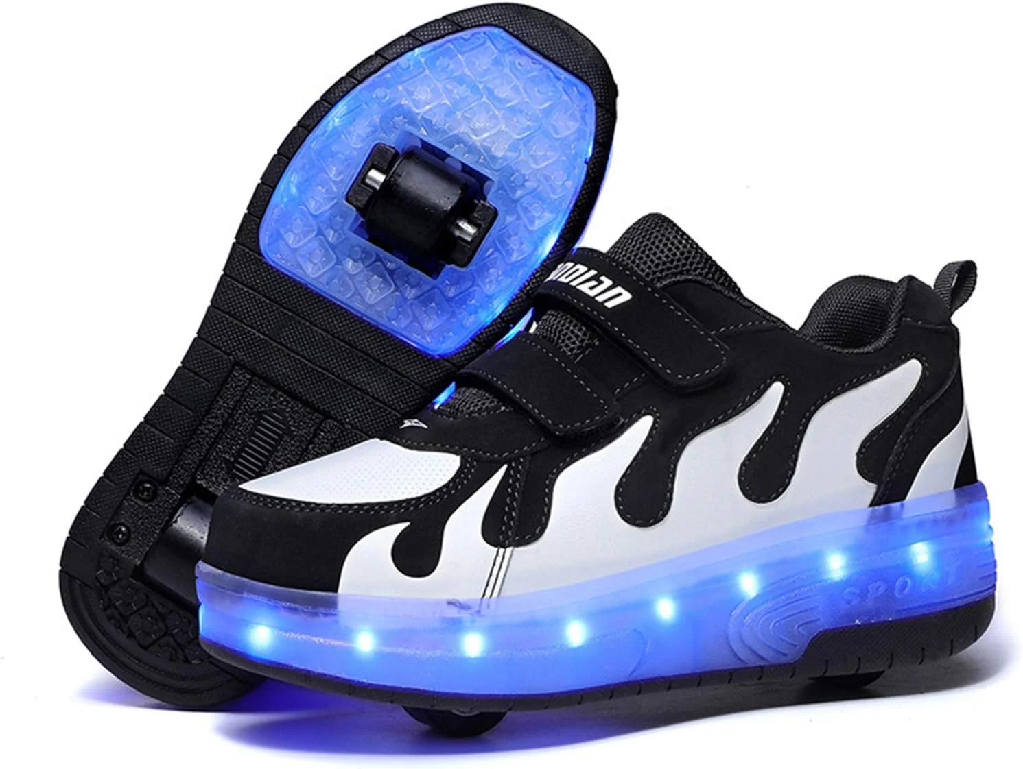 کفش‌های کتانی چرخ‌دار چراغ‌دار بچگانه سایز 27-43 پسرانه دخترانه با چراغ برای کودکان، کفش‌های LED شارژی USB