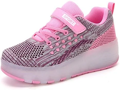 کفش‌های چرخ‌دار HUSKSWARE دخترانه پسرانه، کفش‌های چرخ‌دار بچگانه، کفش‌های اسکیت چرخ‌دار LED برای کودکان