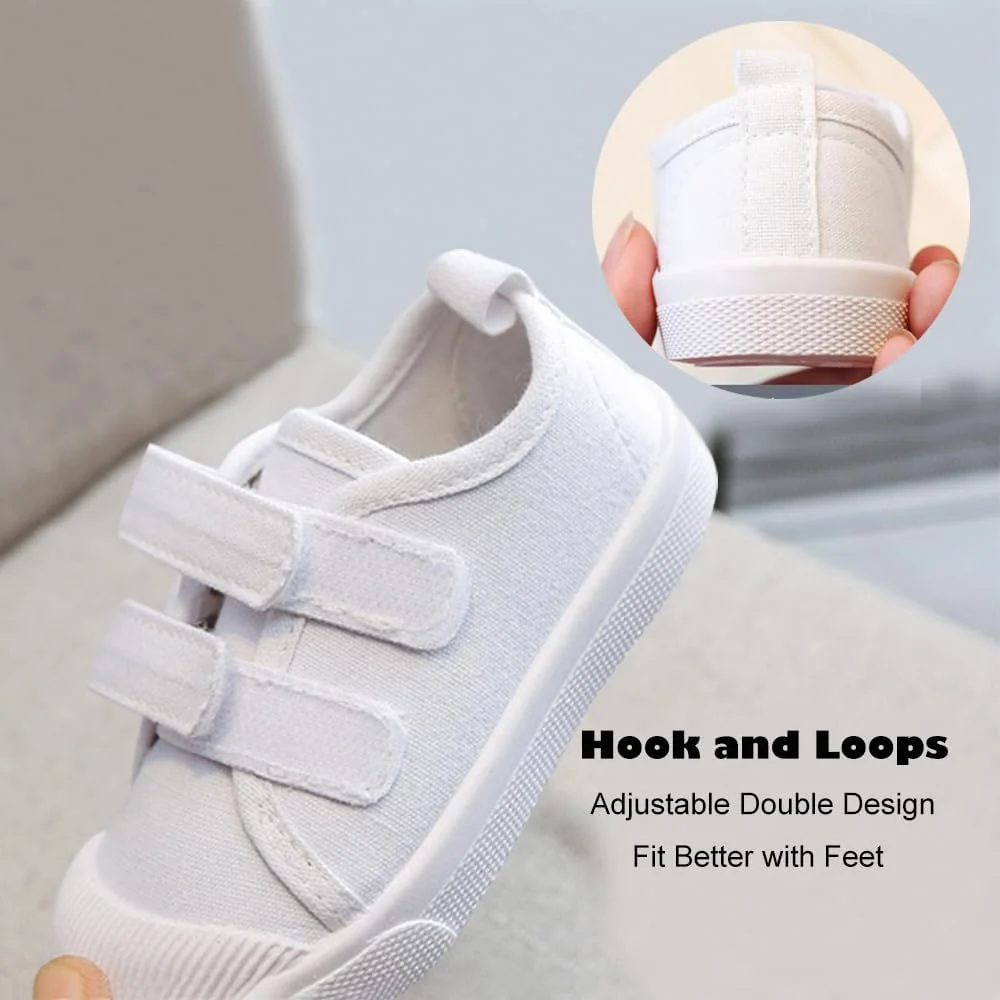 کفش های بوم سفید بچه گانه HOVELL، کفش کتانی یکنواخت کلاسیک لغزنده برای دختران و پسران، کفش های دویدن تنیس غیر رسمی