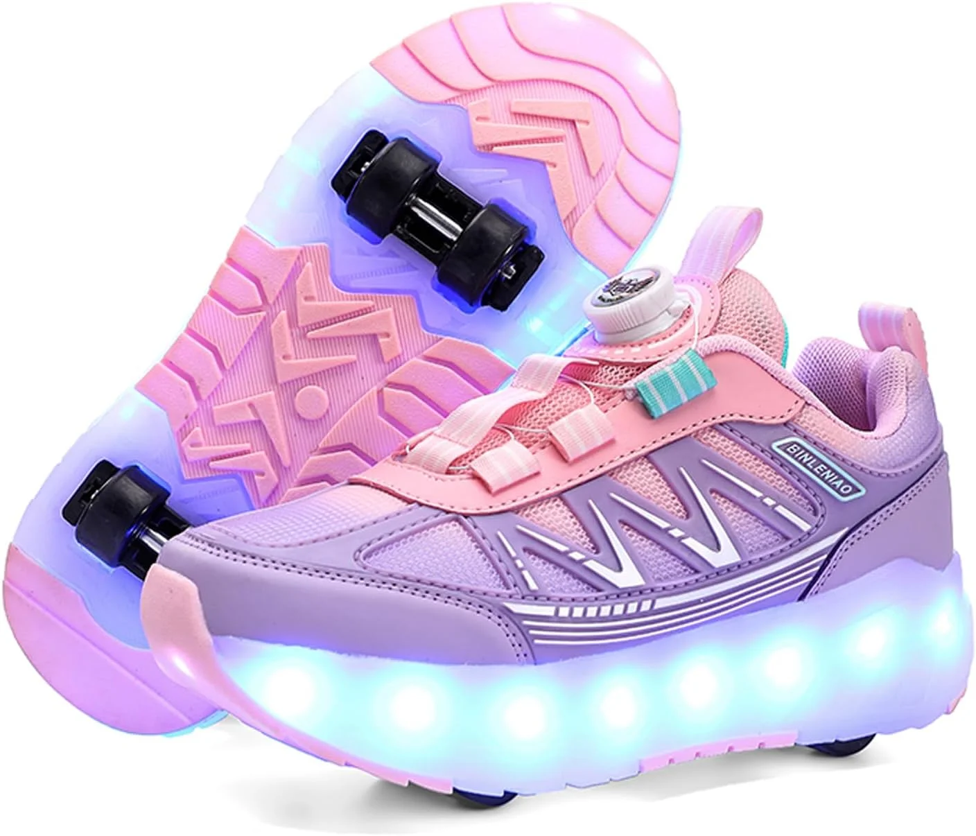 کفش های اسکیت غلتکی HommyFine دخترانه پسرانه، کفش های کتانی چراغ دار با چرخ، کفش های غلتکی شارژی چشمک زن برای کودکان
