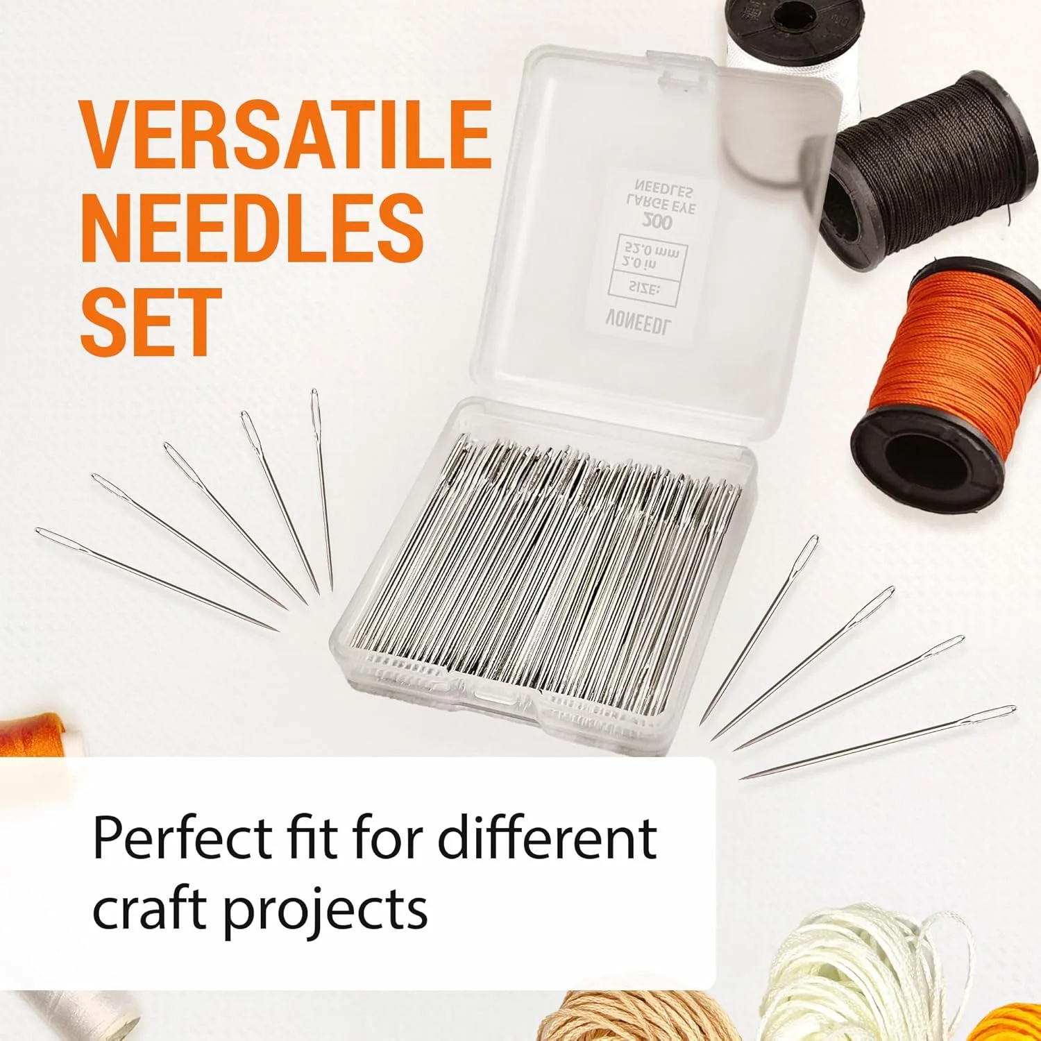 200 سوزن چشم بزرگ سنگین - سوزن های نوک تیز با قابلیت نخ کشی آسان - مجموعه عمده سوزن های چشم بزرگ 2 اینچی 200 سوزن چشم بزرگ سنگین - سوزن های نوک تیز با قابلیت نخ کشی آسان - مجموعه عمده سوزن های چشم بزرگ 2 اینچی