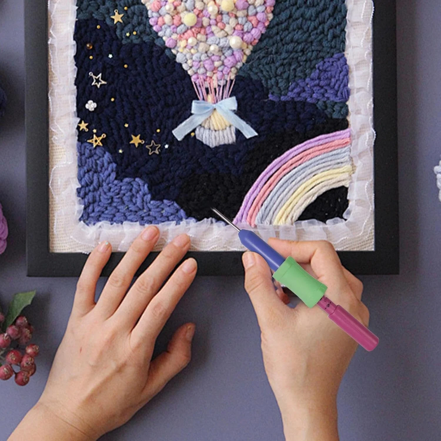 سوزن پانچ قابل تنظیم - سوزن گلدوزی با 5 ارتفاع قابل تنظیم، سوزن فولاد ضد زنگ با سوزن نخ کن برای بزرگسالان، مبتدیان