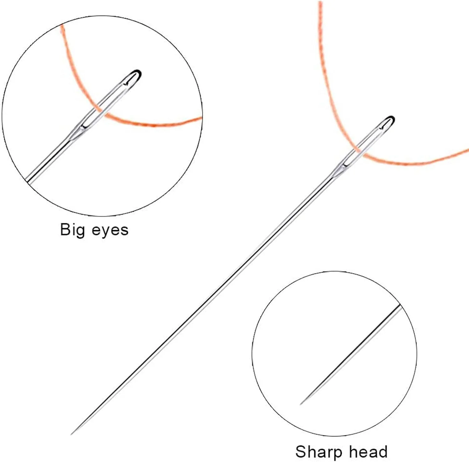 ست خیاطی چشم بزرگ برای خیاطی دستی، بافندگی و رفوگری