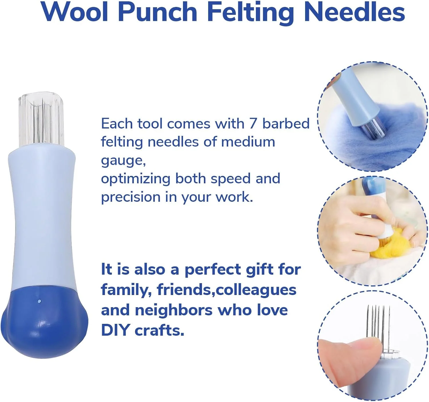 ست سوزن پانچ Buaak، 4 عدد ابزار سوزن نمدی با 7 سوزن خاردار، پشم نمدی برای مبتدیان و علاقه مندان به صنایع دستی، ابزار پانچ نمدی برای ساخت تکه دوزی های DIY و حیوانات نمدی ست سوزن پانچ Buaak، 4 عدد ابزار سوزن نمدی با 7 سوزن خاردار، پشم نمدی برای مبتدیان و علاقه مندان به صنایع دستی، ابزار پانچ نمدی برای ساخت تکه دوزی های DIY و حیوانات نمدی