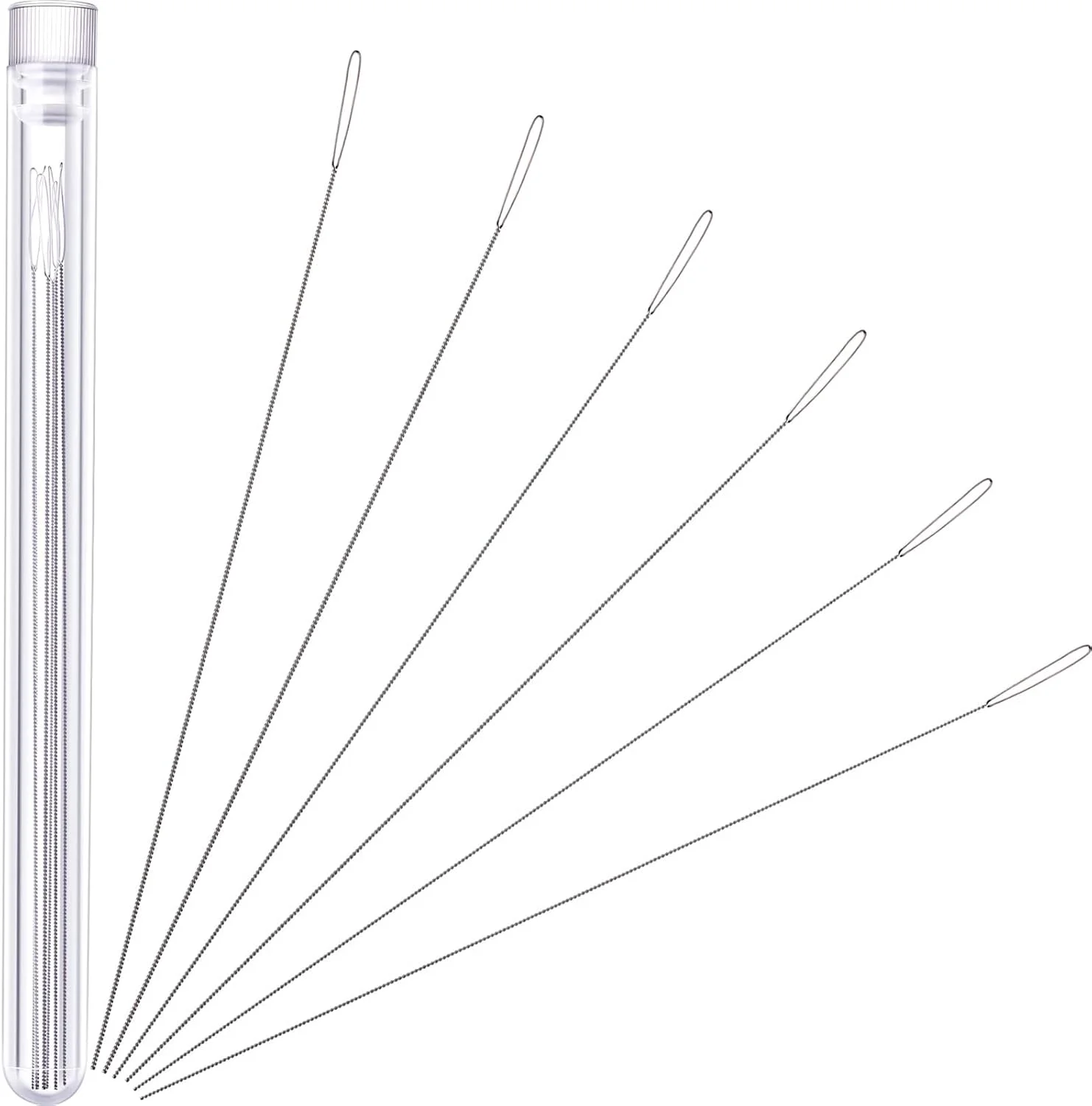 سوزن‌های مهره‌دوزی Chuangdi، 6 عددی، سوزن استیل ضد زنگ با چشم بزرگ، سوزن‌های مهره‌دوزی تاشو، سوزن‌های خیاطی نخ، بطری سوزن، سایزهای مختلف