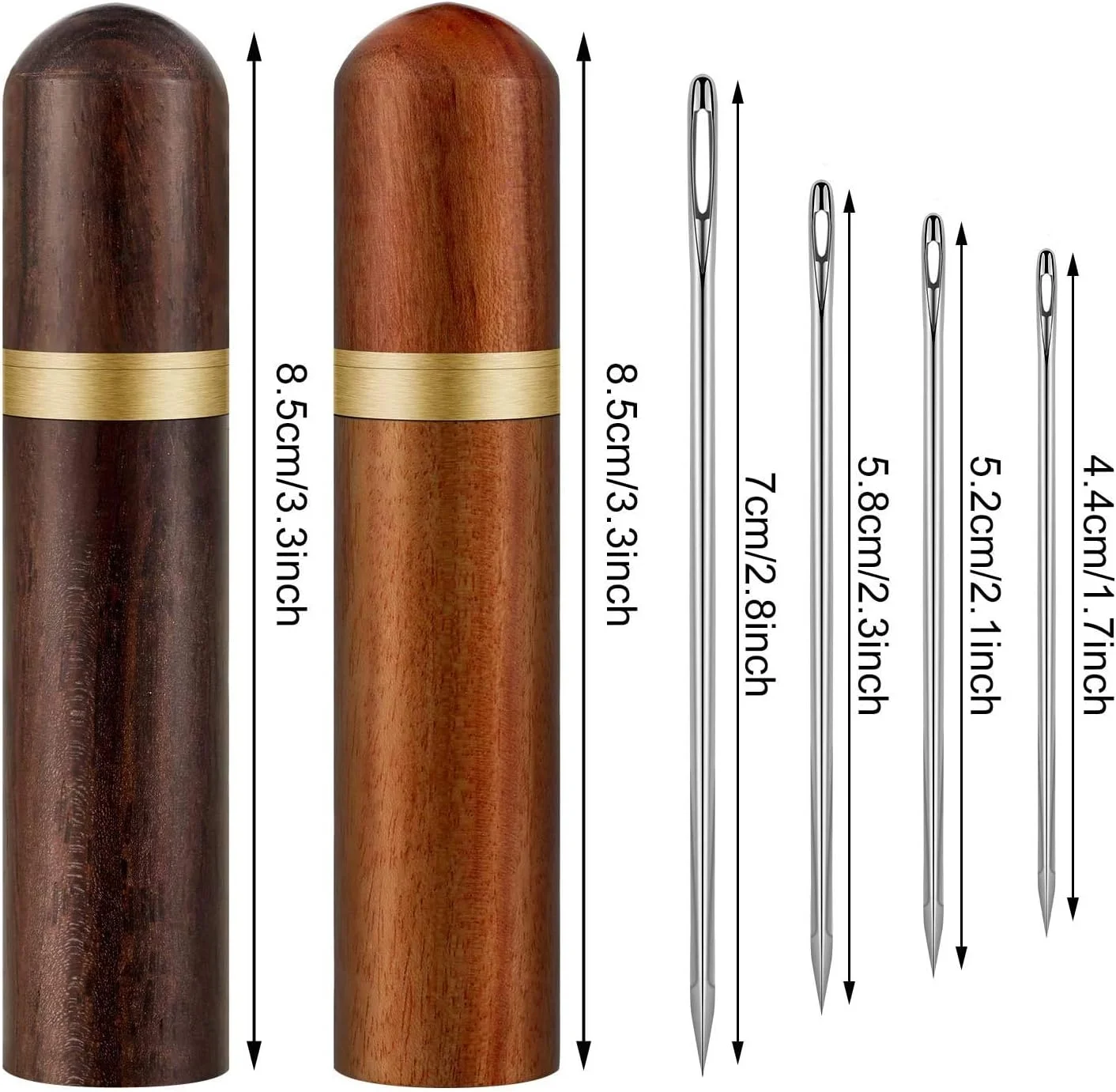 DELFINO Sewing Kits 2 Pieces Wooden Needle Case with 12 Pieces Self Threading Needles and 4 Pieces Large-Eye Leather Stitching Needles for Storing Handmade Sewing Embroidery Needle Accessories DELFINO Sewing Kits 2 Pieces Wooden Needle Case with 12 Pieces Self Threading Needles and 4 Pieces Large-Eye Leather Stitching Needles for Storing Handmade Sewing Embroidery Needle Accessories