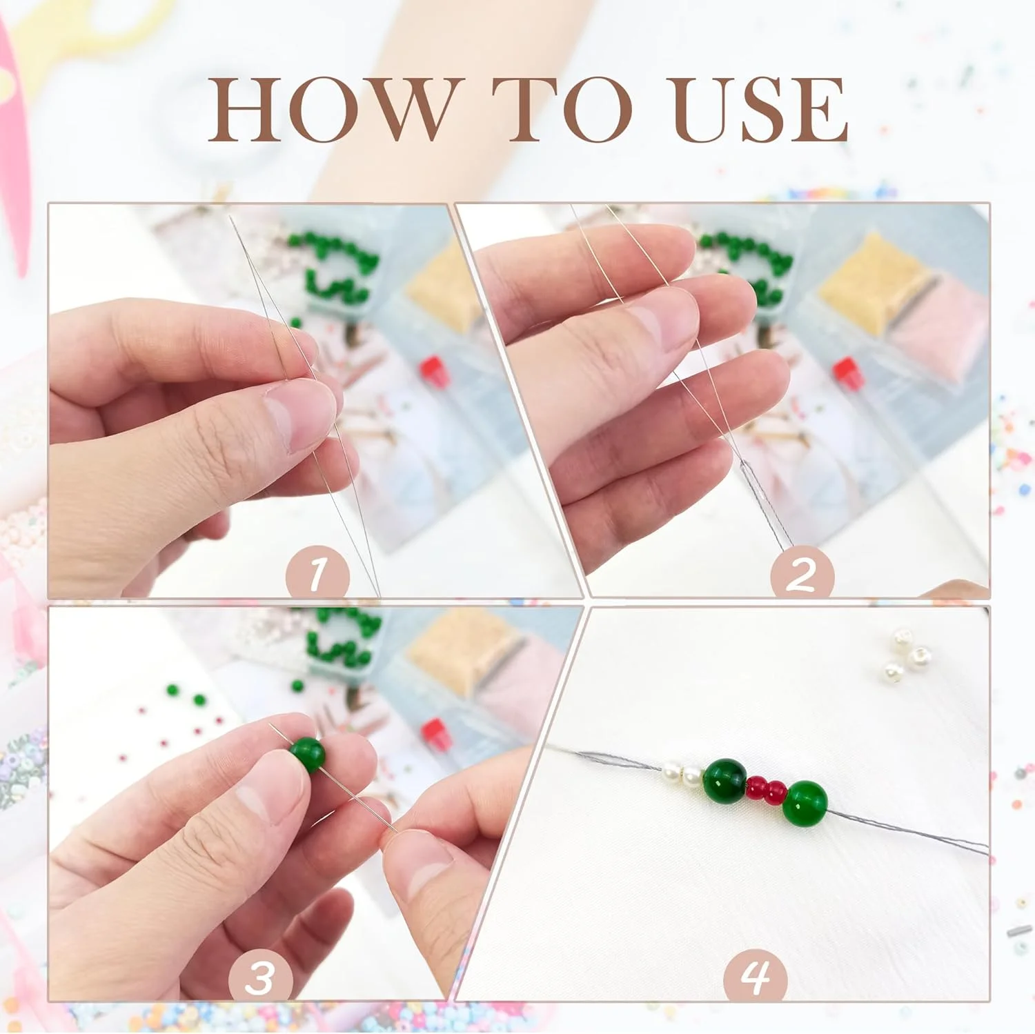 سوزن های مهره دوزی Deshionew در 5 سایز - سوزن های مهره و سوزن های چشم بزرگ با بطری و مجموعه تاشو برای ساخت جواهرات سوزن های مهره دوزی Deshionew در 5 سایز - سوزن های مهره و سوزن های چشم بزرگ با بطری و مجموعه تاشو برای ساخت جواهرات