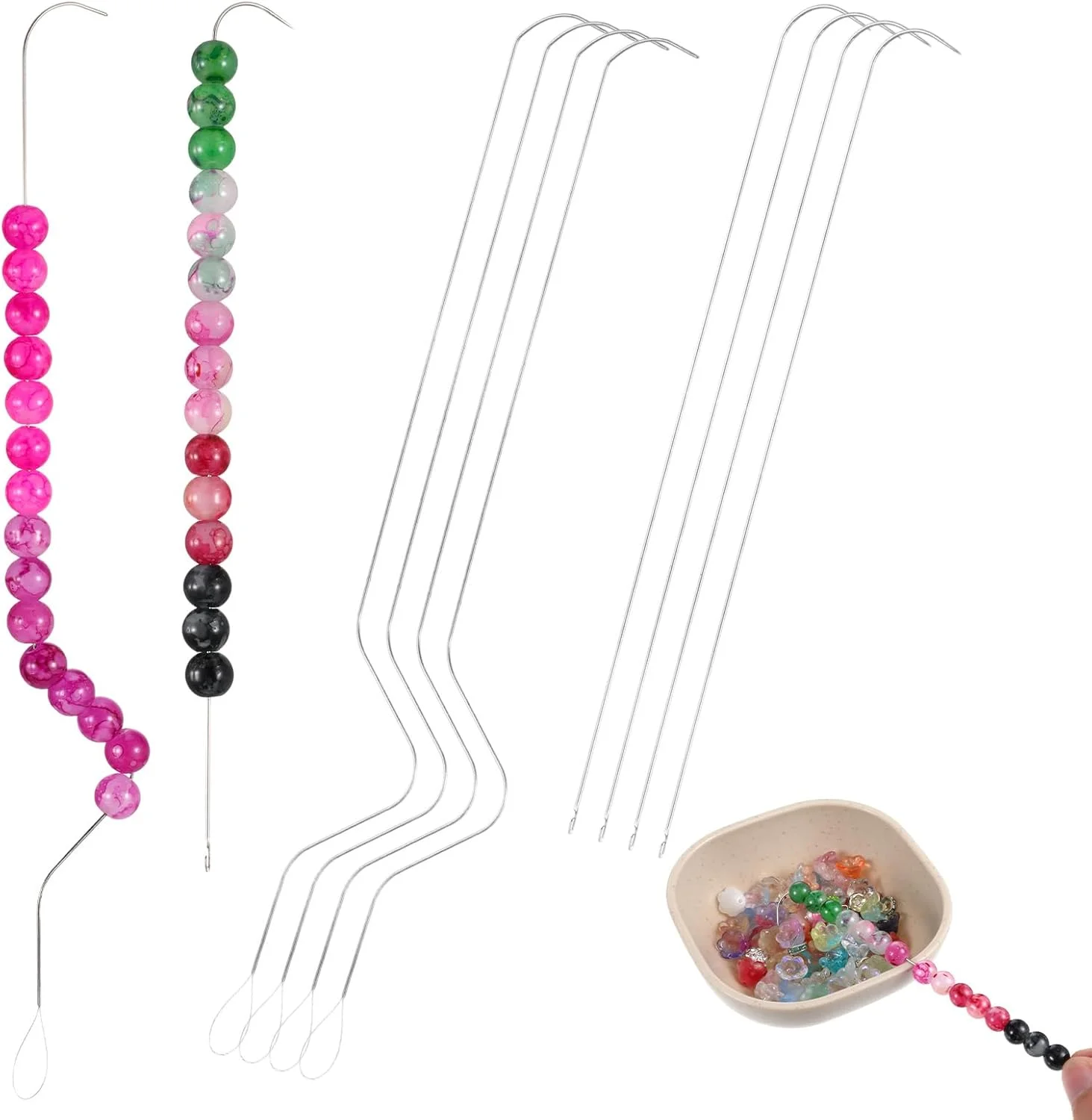 سوزن مهره بافی 8 عددی، سوزن مهره چشم بزرگ، مدل منحنی، کیت سوزن مهره بافی، ابزار نخ کش مهره برای ساخت دستبند، گردنبند چرخان، ساخت جواهرات، لوازم صنایع دستی مهره های شیشه ای DIY سوزن مهره بافی 8 عددی، سوزن مهره چشم بزرگ، مدل منحنی، کیت سوزن مهره بافی، ابزار نخ کش مهره برای ساخت دستبند، گردنبند چرخان، ساخت جواهرات، لوازم صنایع دستی مهره های شیشه ای DIY