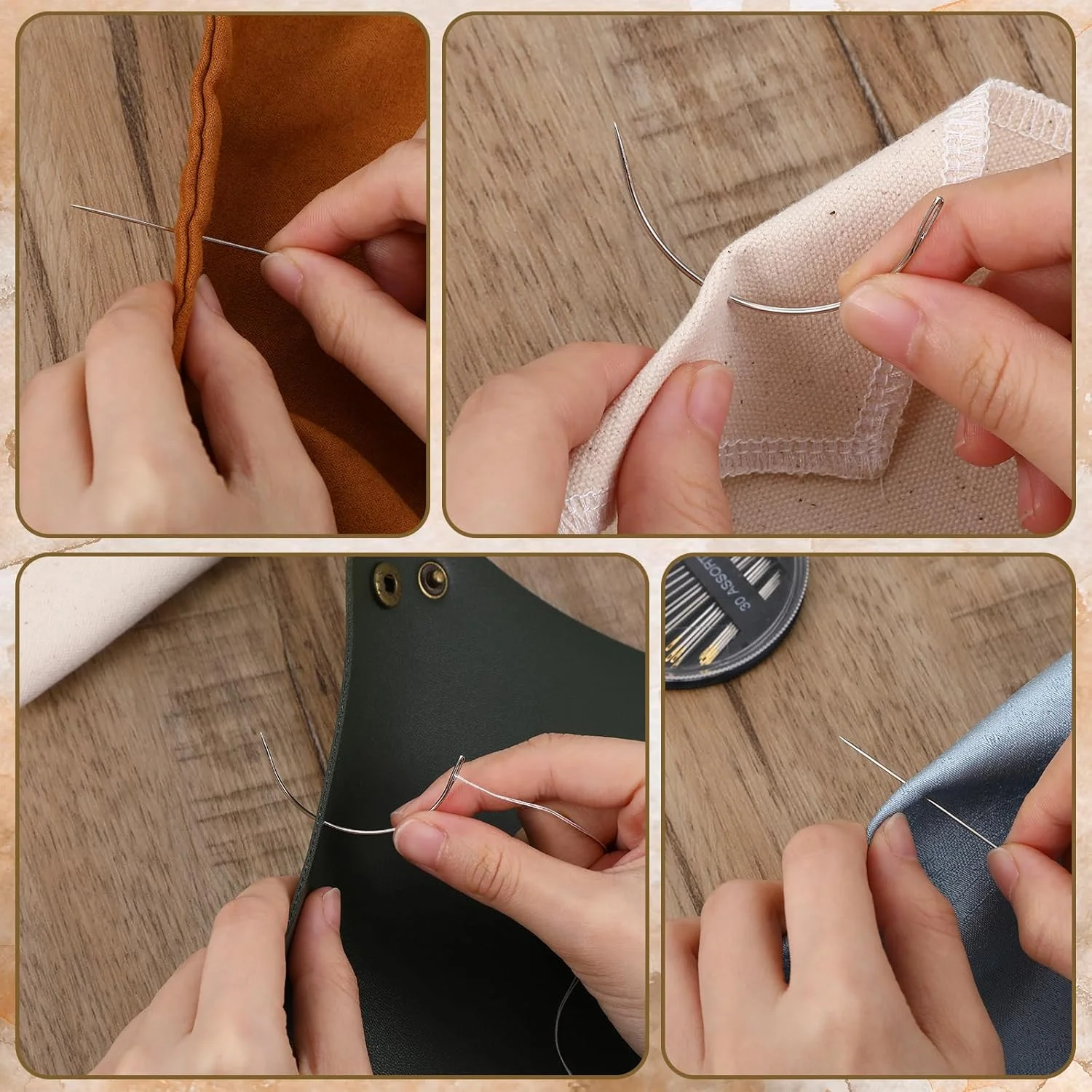 ست 52 عددی سوزن چرمی منحنی، سایزهای مختلف به همراه سوزن نخ کن، ست سوزن های خیاطی سنگین، سوزن خیاطی منحنی برای خیاطی دستی برای روکش، تعمیر چرم، هنرهای دستی ست 52 عددی سوزن چرمی منحنی، سایزهای مختلف به همراه سوزن نخ کن، ست سوزن های خیاطی سنگین، سوزن خیاطی منحنی برای خیاطی دستی برای روکش، تعمیر چرم، هنرهای دستی