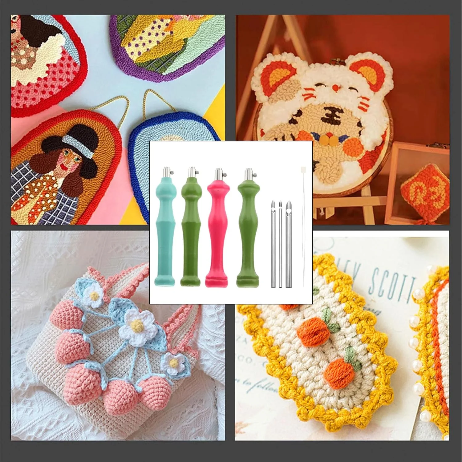قلم گلدوزی دسته چوبی با 3 سری سوزن، 1 نخکش، ست سوزن پانچ برای تزیینات صنایع دستی گلدوزی، ابزار و لوازم خیاطی قلم گلدوزی دسته چوبی با 3 سری سوزن، 1 نخکش، ست سوزن پانچ برای تزیینات صنایع دستی گلدوزی، ابزار و لوازم خیاطی