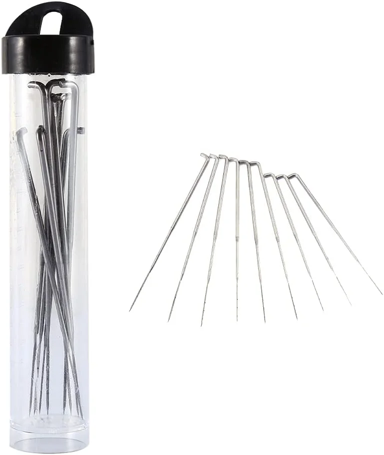 ست سوزن نمد دوزی 9 عددی، سوزن نمد دوزی نوک تیز، لوازم نمد دوزی پشمی به همراه جعبه پلاستیکی شامل 3 سوزن ضخیم، 3 سوزن متوسط و 3 سوزن نازک