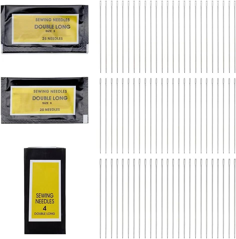 FREEBLOSS 75 عدد سوزن ساشیکو، سوزن های خیاطی دستی، سوزن گلدوزی، سوزن لحاف دوزی با جعبه پلاستیکی برای لوازم خیاطی، 3 سایز مناسب نخ های 4/6/8/10 رشته ای