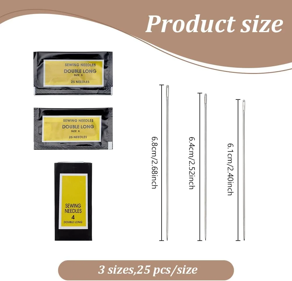FREEBLOSS 75 عدد سوزن ساشیکو، سوزن های خیاطی دستی، سوزن گلدوزی، سوزن لحاف دوزی با جعبه پلاستیکی برای لوازم خیاطی، 3 سایز مناسب نخ های 4/6/8/10 رشته ای FREEBLOSS 75 عدد سوزن ساشیکو، سوزن های خیاطی دستی، سوزن گلدوزی، سوزن لحاف دوزی با جعبه پلاستیکی برای لوازم خیاطی، 3 سایز مناسب نخ های 4/6/8/10 رشته ای