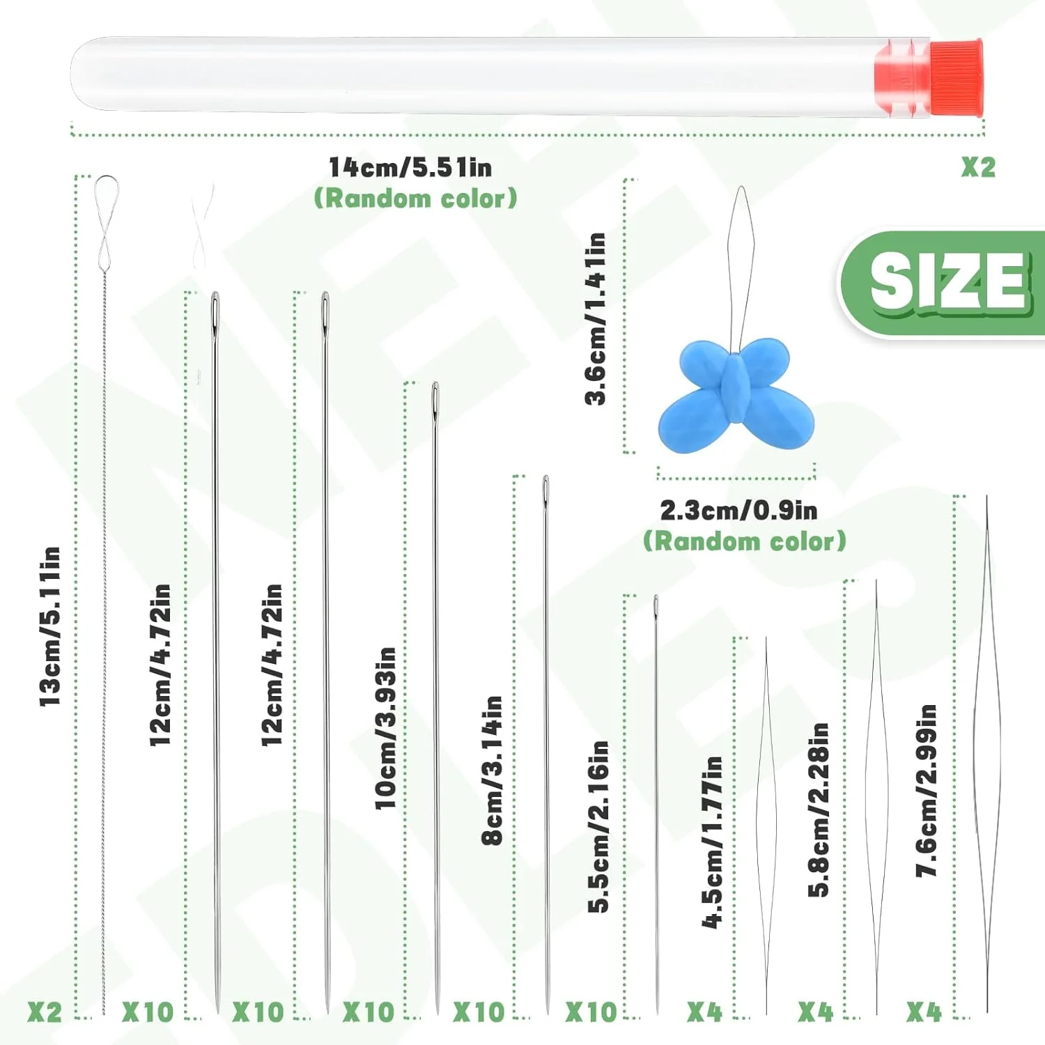 مجموعه 64 عددی سوزن مهره دوزی GarfxG شامل سوزن های مهره دوزی تاشو چشم بزرگ، سوزن های مهره دوزی سیم پیچ خورده، سوزن های مهره دوزی مستقیم، نخ کش برای ساخت جواهرات، ساخت صنایع دستی گلدوزی پولک دوزی DIY