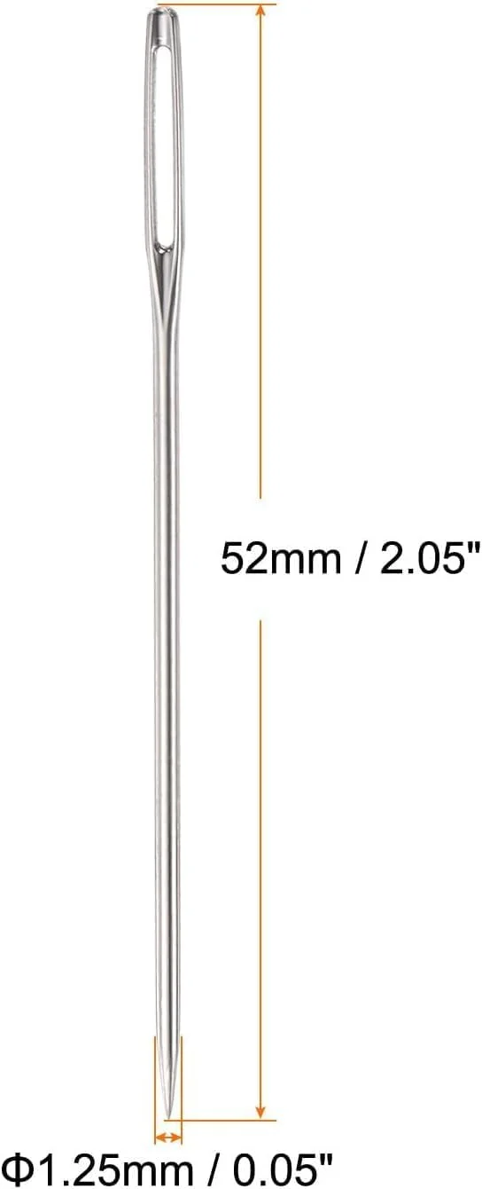 گانپاب 18 عددی سوزن های بخیه چشم بزرگ قرمز 2.05 اینچی، سوزن های خیاطی استیل ضد زنگ، سوزن چرمی، سوزن گلدوزی، سوزن بافندگی نخ، سوزن های خیاطی دستی با بطری نگهداری