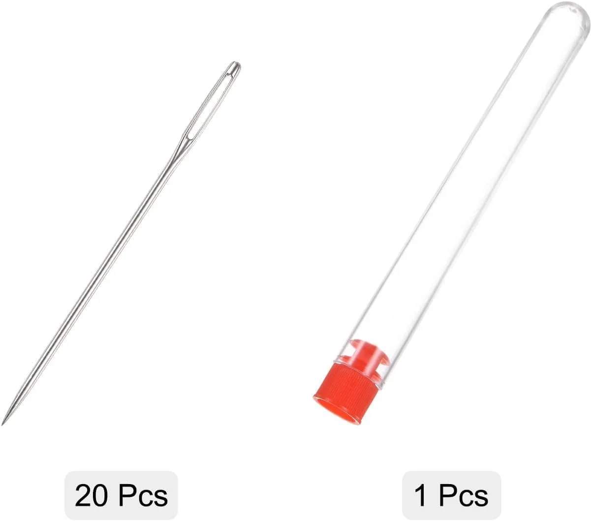 گانپاب 18 عددی سوزن های بخیه چشم بزرگ قرمز 2.05 اینچی، سوزن های خیاطی استیل ضد زنگ، سوزن چرمی، سوزن گلدوزی، سوزن بافندگی نخ، سوزن های خیاطی دستی با بطری نگهداری