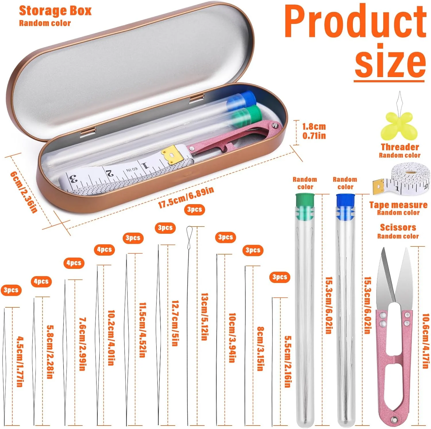 مجموعه سوزن های مهره دوزی GarfxG شامل 39 قطعه - سوزن های مهره دوزی چشم بزرگ تاشو، سوزن های مهره دوزی مستقیم، سوزن های مهره دوزی و ابزارهای مهره دوزی به همراه جعبه نگهداری برای ساخت جواهرات
