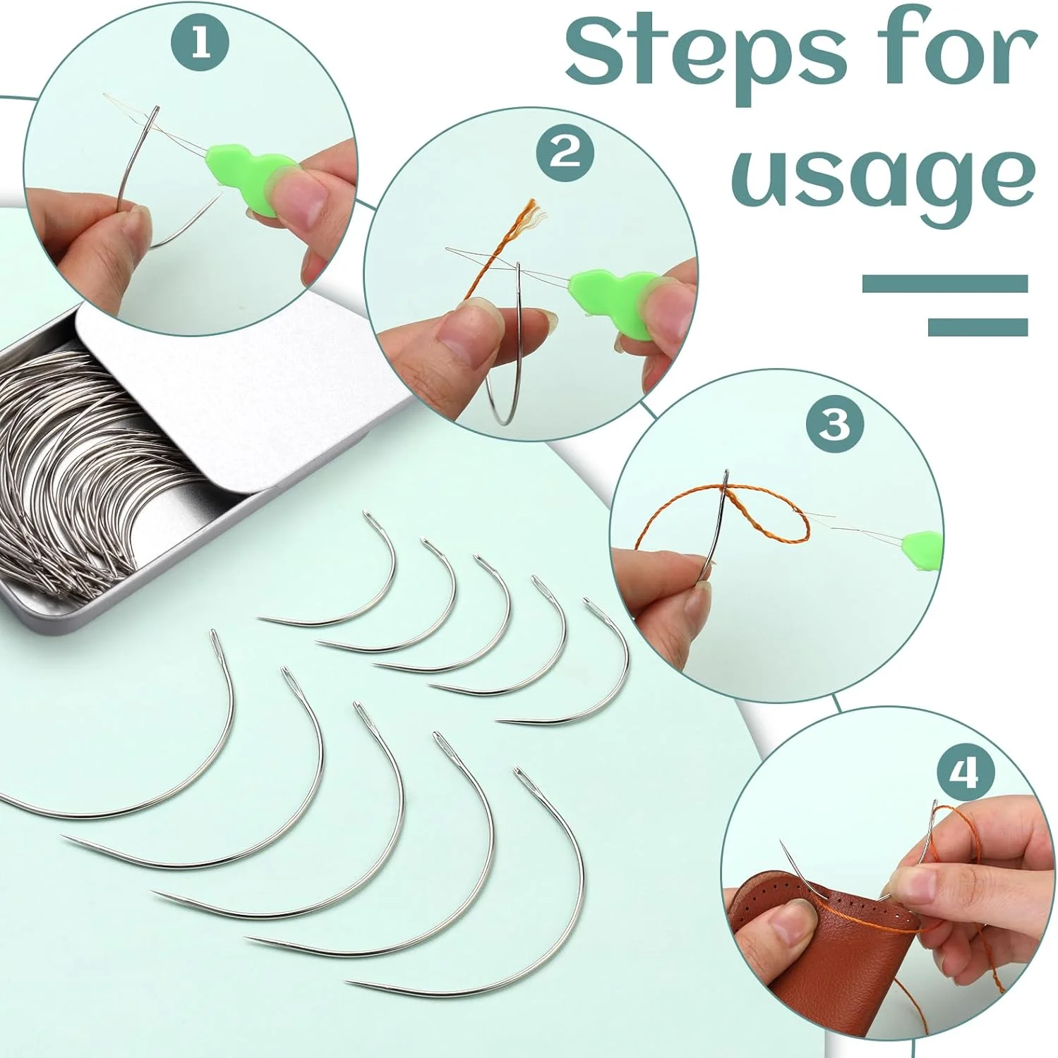 سوزن های منحنی GarfxG، 60 عدد، 2 اینچ / 3.5 اینچ، سوزن های خیاطی بافتنی نوع C با جعبه فلزی، سوزن های چرمی دستی، سوزن های روکش، فرش، چرم، تعمیر بوم، سوزن های بافتنی سوزن های منحنی GarfxG، 60 عدد، 2 اینچ / 3.5 اینچ، سوزن های خیاطی بافتنی نوع C با جعبه فلزی، سوزن های چرمی دستی، سوزن های روکش، فرش، چرم، تعمیر بوم، سوزن های بافتنی