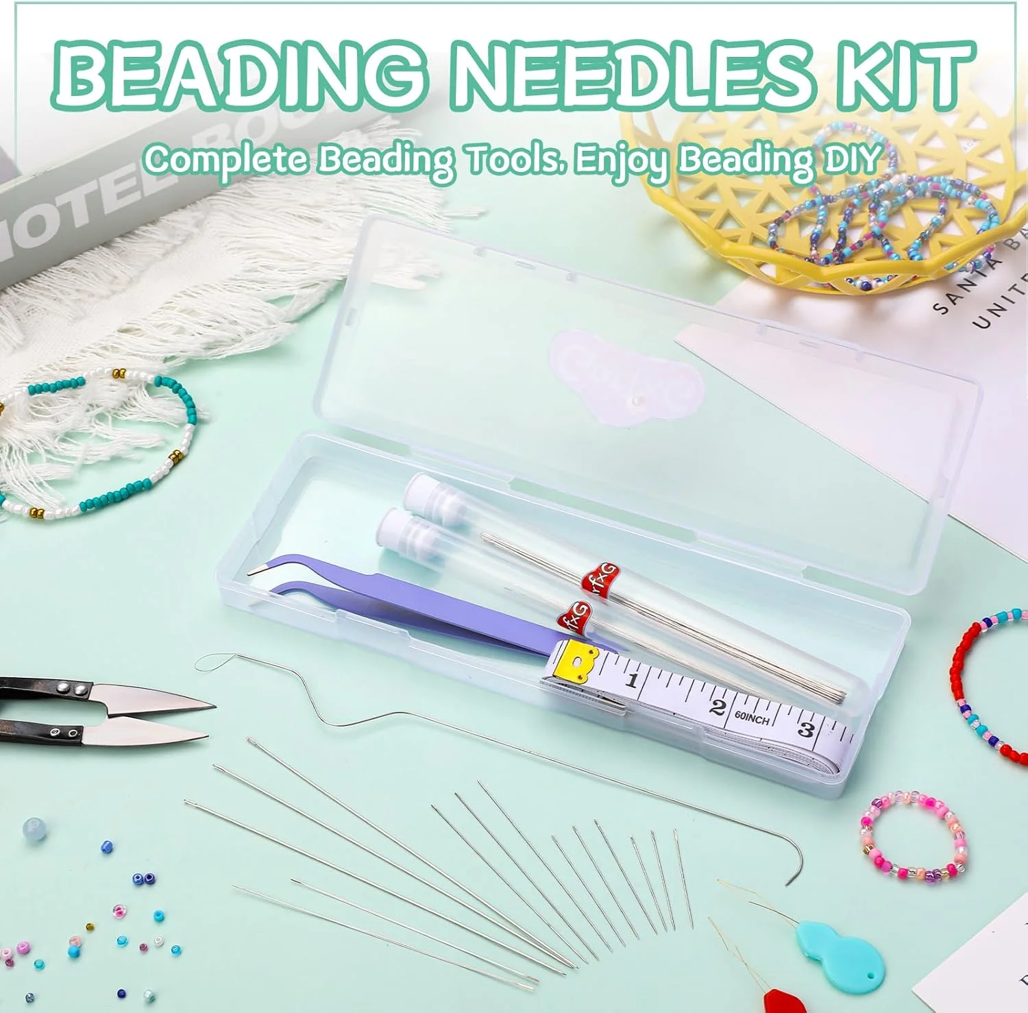 مجموعه سوزن مهره دوزی GarfxG، 50 عدد سوزن مهره دوزی مستقیم، 10 عدد سوزن مهره دوزی تاشو چشم بزرگ به همراه سوزن های منحنی مهره گردان برای ساخت جواهرات، مهره و پولک دوزی و صنایع دستی DIY مجموعه سوزن مهره دوزی GarfxG، 50 عدد سوزن مهره دوزی مستقیم، 10 عدد سوزن مهره دوزی تاشو چشم بزرگ به همراه سوزن های منحنی مهره گردان برای ساخت جواهرات، مهره و پولک دوزی و صنایع دستی DIY