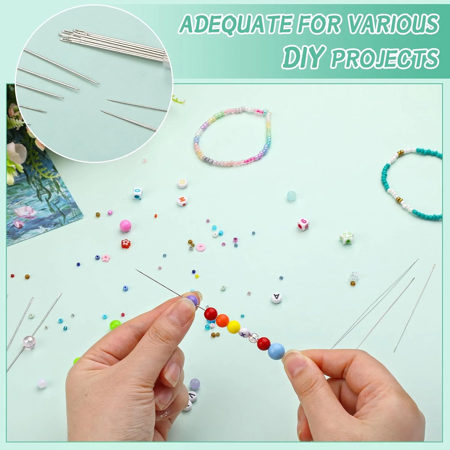 مجموعه سوزن مهره دوزی GarfxG، 50 عدد سوزن مهره دوزی مستقیم، 10 عدد سوزن مهره دوزی تاشو چشم بزرگ به همراه سوزن های منحنی مهره گردان برای ساخت جواهرات، مهره و پولک دوزی و صنایع دستی DIY مجموعه سوزن مهره دوزی GarfxG، 50 عدد سوزن مهره دوزی مستقیم، 10 عدد سوزن مهره دوزی تاشو چشم بزرگ به همراه سوزن های منحنی مهره گردان برای ساخت جواهرات، مهره و پولک دوزی و صنایع دستی DIY