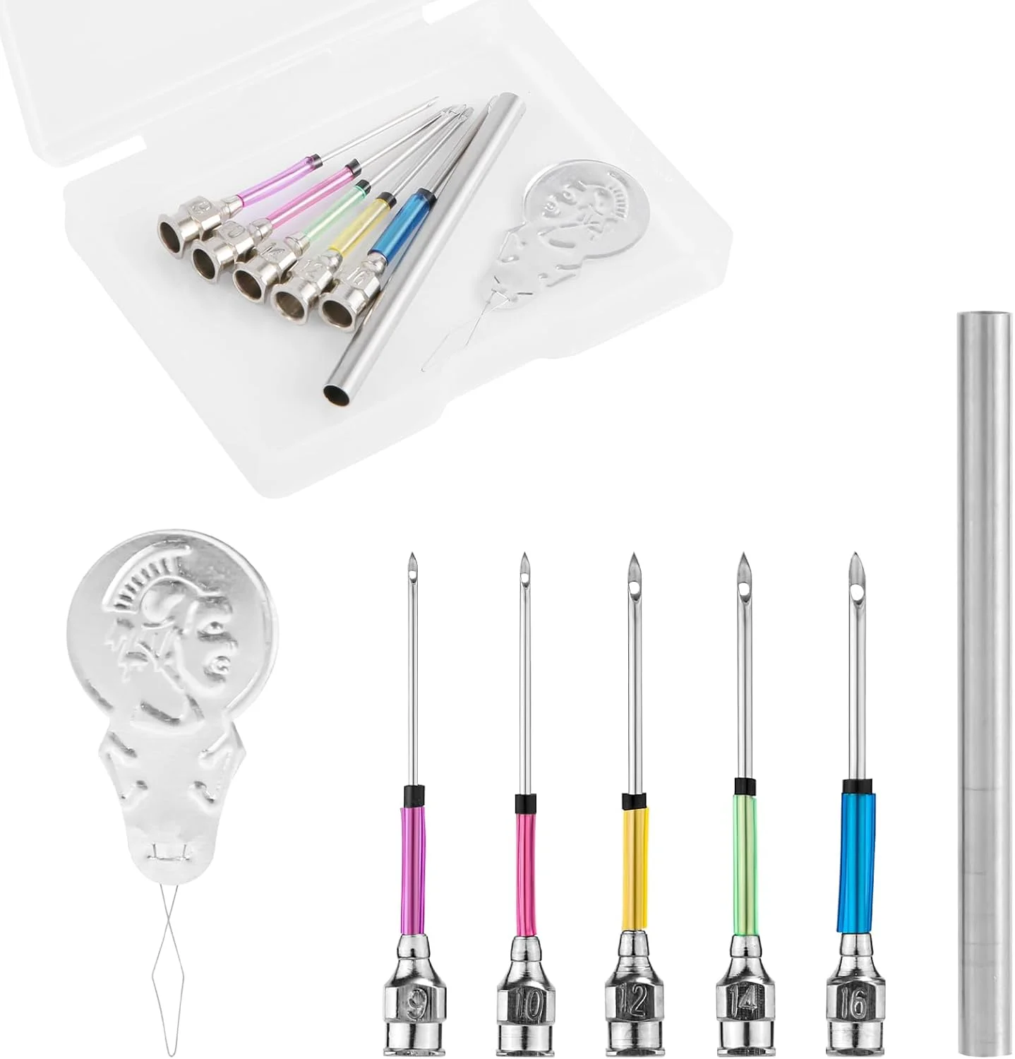 ست سوزن پانچ گسکنور 7 تکه، ست گلدوزی سوزن پانچ با 5 سایز سری سوزن پانچ، ابزار سوزن هنری خیاطی برای مبتدیان بزرگسال، نخ گلدوزی، لوازم صنایع دستی کوک متقاطع