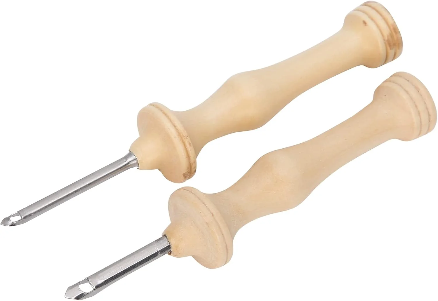 GZDZHP کیت سوزن پانچ DIY، 2 عدد کیت گلدوزی سوزن پانچ دسته چوبی سوزن نخ بافتنی دست ساز DIY