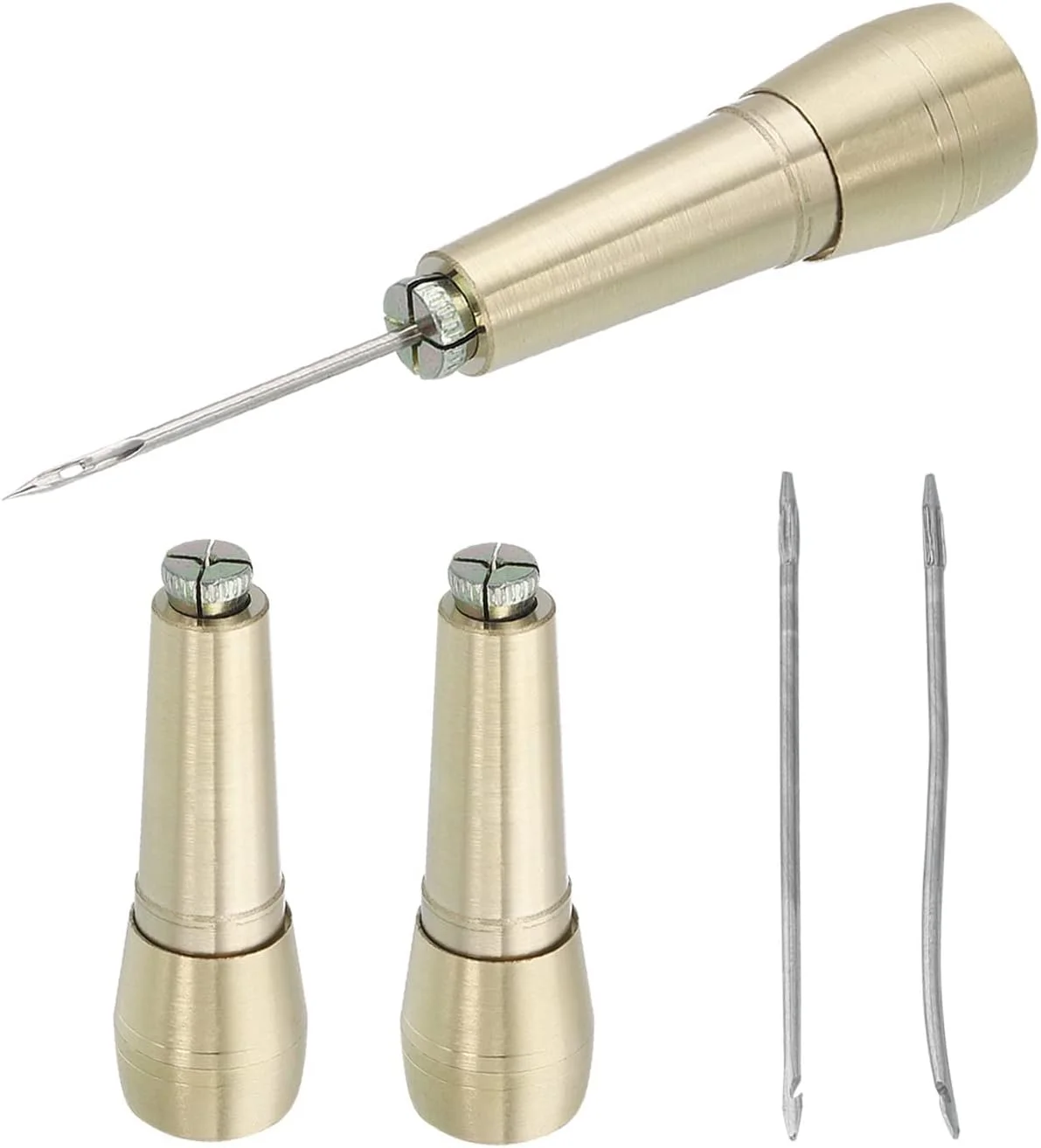 ست ابزار دوخت و تعمیر کفش چرمی دست ساز HARFINGTON با 3 سوزن درفش خیاطی و 3 دسته مسی