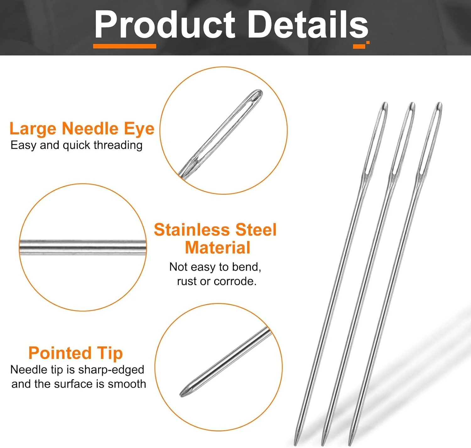 هارفینگتون 50 عدد سوزن روکش دوزی قطر 0.76 میلی متر طول 37 میلی متر (1.46 اینچ) سوزن های دستی دوخت و دوزندگی چشم بزرگ استیل ضد زنگ برای چرم، ملیله دوزی، گلدوزی، تافتینگ، نقره ای هارفینگتون 50 عدد سوزن روکش دوزی قطر 0.76 میلی متر طول 37 میلی متر (1.46 اینچ) سوزن های دستی دوخت و دوزندگی چشم بزرگ استیل ضد زنگ برای چرم، ملیله دوزی، گلدوزی، تافتینگ، نقره ای