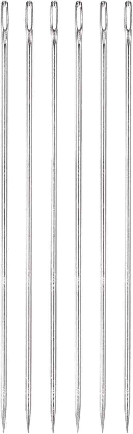 سوزن های روکش دوزی HARFINGTON، 6 عددی، 8 اینچی، سوزن های دوخت چشم بزرگ، سوزن های خیاطی دستی مستقیم فولاد ضد زنگ برای خیاطی دستی خانگی چرم ملیله دوزی تافته تسمه فرش