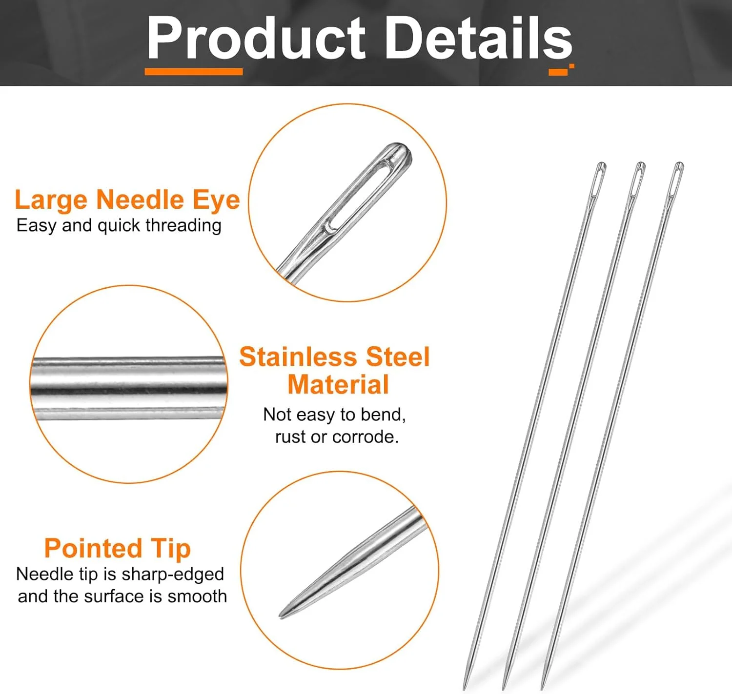 هارفینگتون 5 عدد سوزن روکش دوزی قطر 3 میلی متر 200 میلی متر (7.87 اینچ) سوزن های دستی دوخت و دوز مستقیم با چشم بزرگ و بلند از جنس استیل ضد زنگ برای چرم، ملیله دوزی، گلدوزی، تافته و تسمه هارفینگتون 5 عدد سوزن روکش دوزی قطر 3 میلی متر 200 میلی متر (7.87 اینچ) سوزن های دستی دوخت و دوز مستقیم با چشم بزرگ و بلند از جنس استیل ضد زنگ برای چرم، ملیله دوزی، گلدوزی، تافته و تسمه