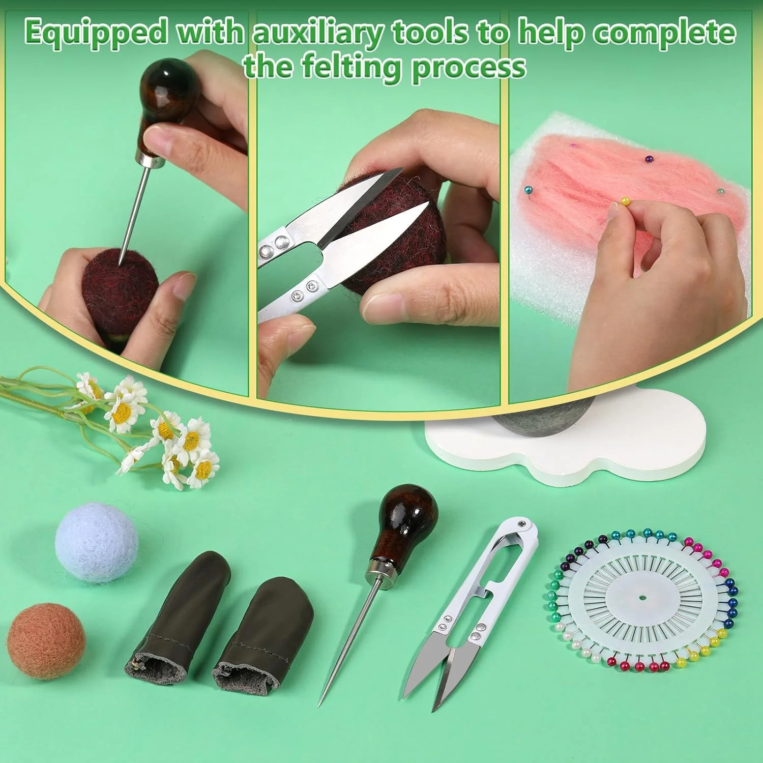 ابزار سوزندوزی IMZAY، لوازم نمددوزی پشمی، کیت نمددوزی سوزنی با 60 عدد سوزن نمددوزی، فوم مت، دسته چوبی، قیچی، عالی برای پروژههای نمددوزی پشمی DIY ابزار سوزندوزی IMZAY، لوازم نمددوزی پشمی، کیت نمددوزی سوزنی با 60 عدد سوزن نمددوزی، فوم مت، دسته چوبی، قیچی، عالی برای پروژههای نمددوزی پشمی DIY