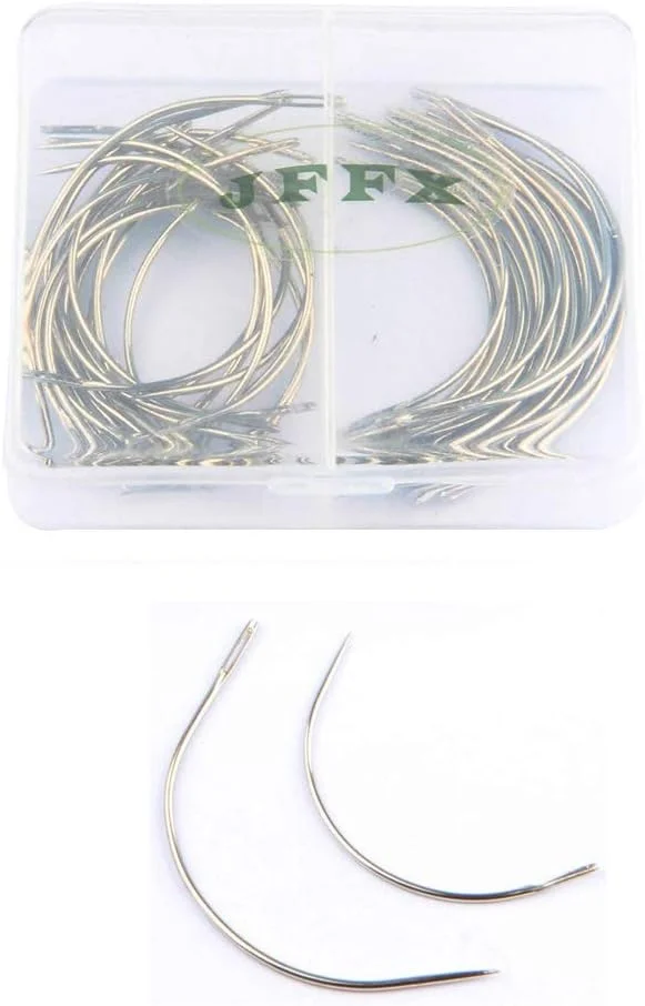 JFFX 50 عدد سوزن های خمیده C برای ساخت کلاه گیس، سوزن های بافت مو برای ساخت کلاه گیس، مسدود کردن بافندگی، مدل سازی و صنایع دستی