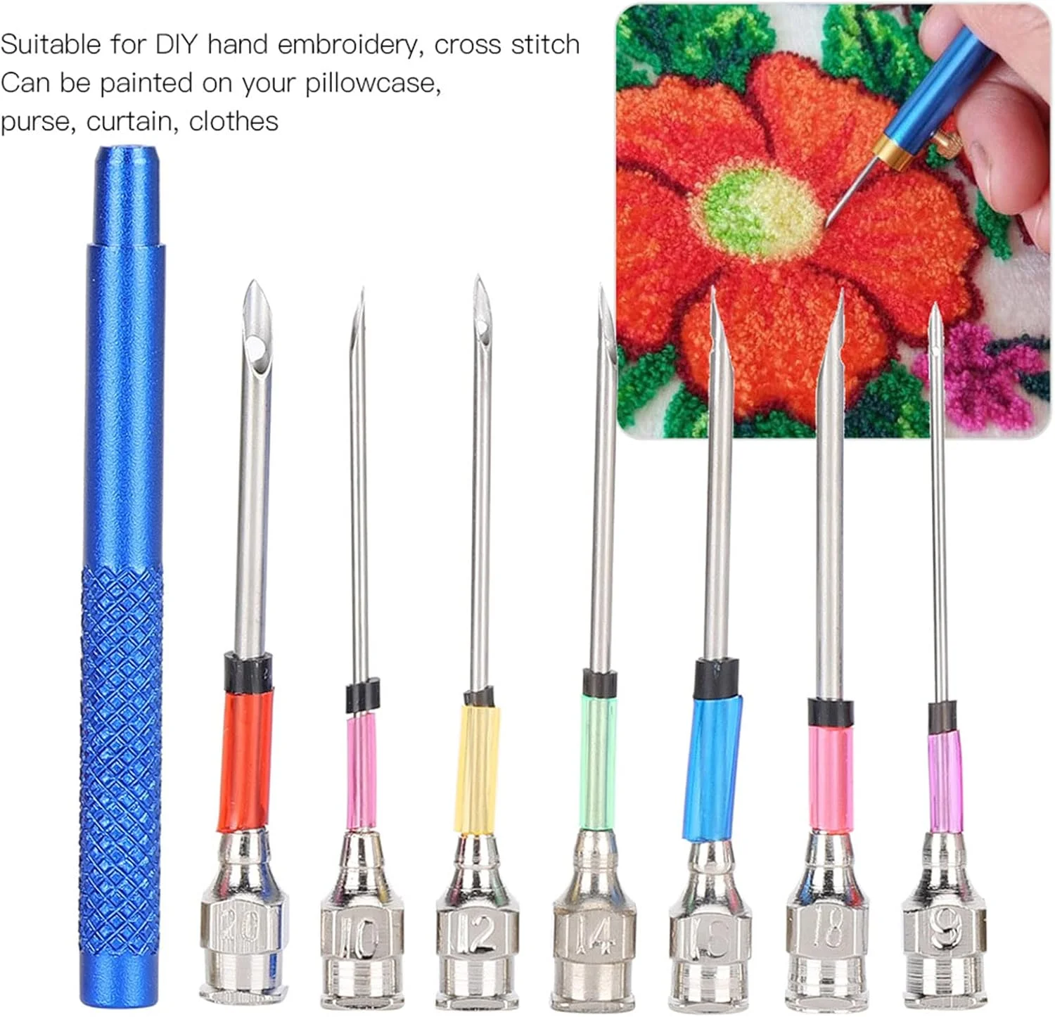 مجموعه سوزن جیاوو 7 سایز سوزن گلدوزی فولادی هنری با دسته برای دوستداران روبان و صنایع دستی مجموعه سوزن جیاوو 7 سایز سوزن گلدوزی فولادی هنری با دسته برای دوستداران روبان و صنایع دستی