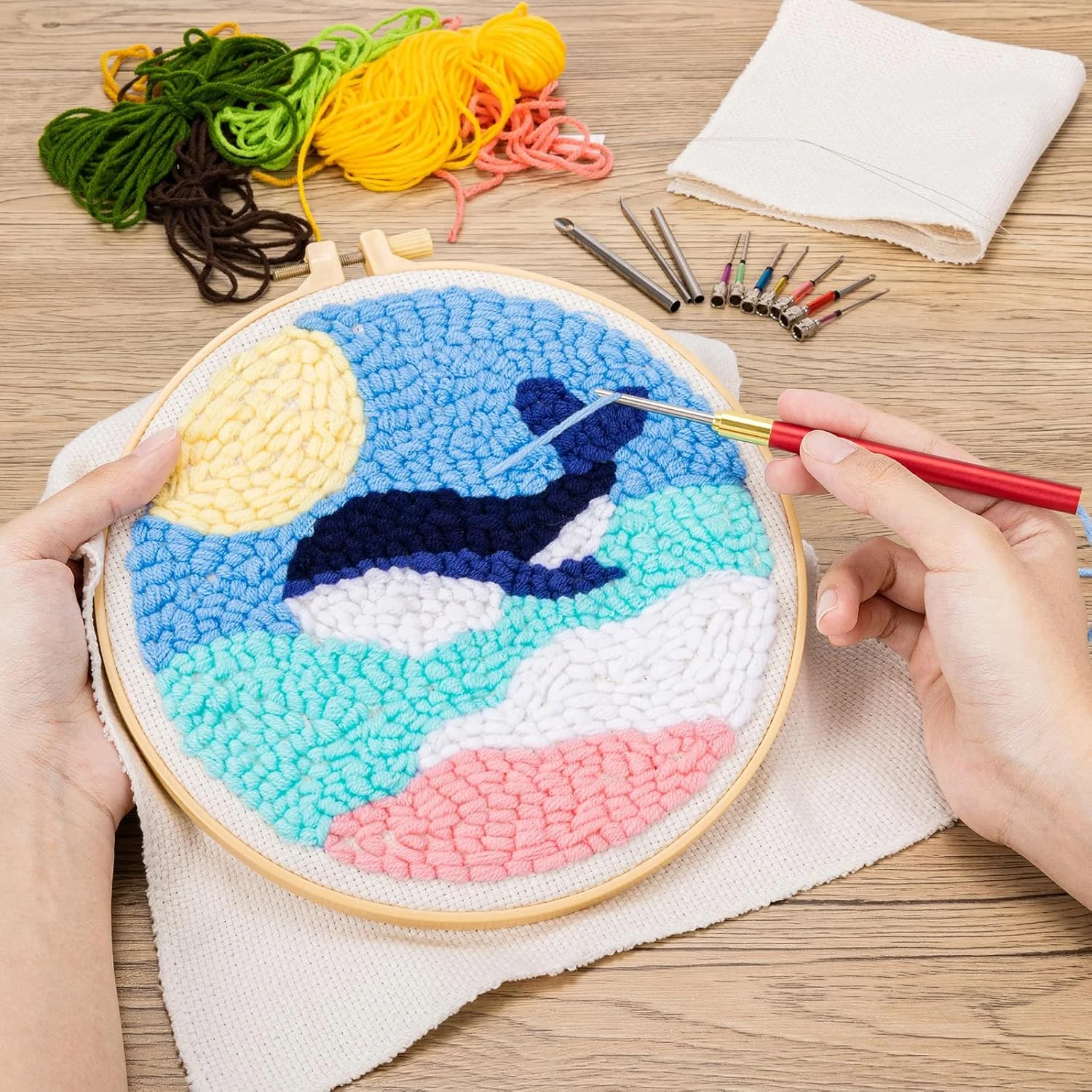 مجموعه ابزار پانچ سوزنی JSRQT شامل 13 قطعه با 7 سایز مختلف، قلم سوزن دوزی DIY، سوزن های پانچ، نخ دندان، کوک متقاطع، مجموعه سوزن های پانچ دستی DIY برای بزرگسالان و مبتدیان