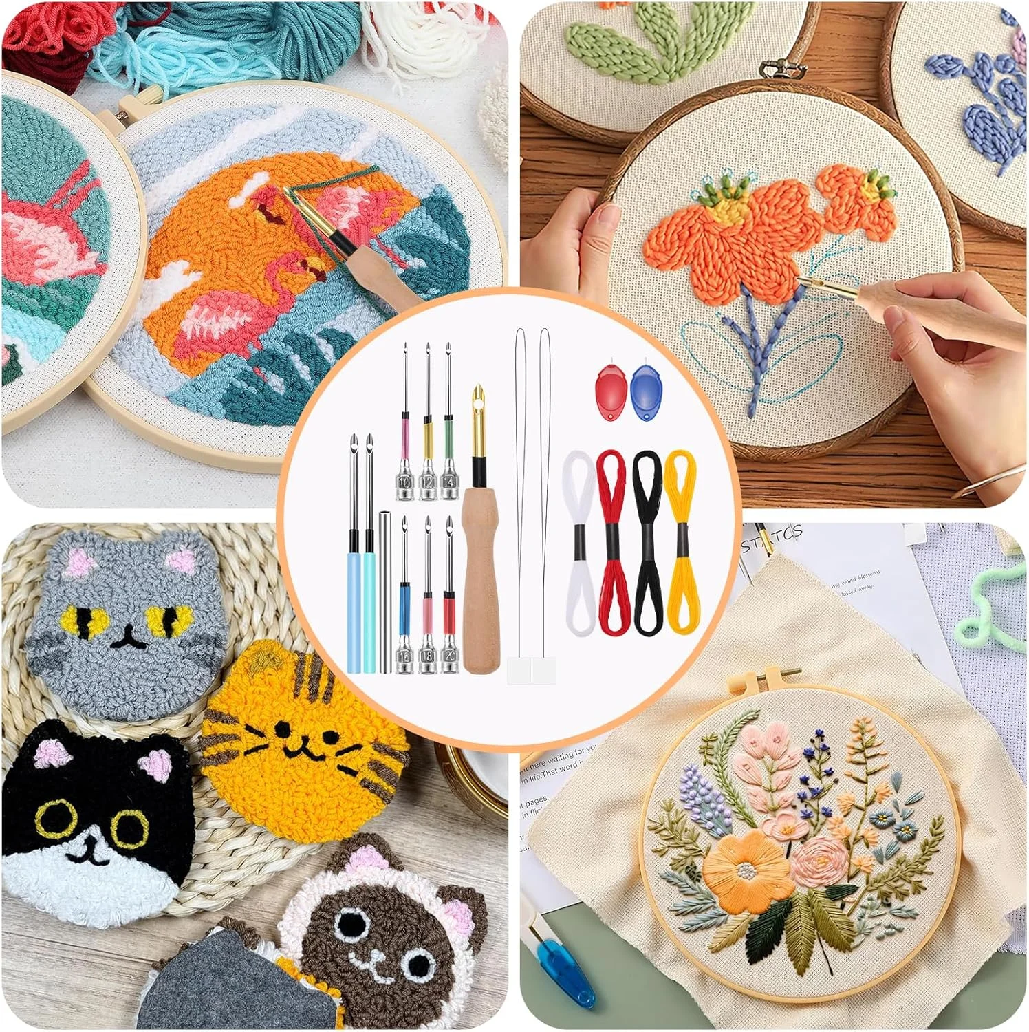 سری ابزار پانچ سوزنی JSRQT شامل 18 عدد سری پانچ سوزنی برای بزرگسالان مبتدی، گلدوزی پانچ قابل تنظیم، نخ استارتر، کوک متقاطع، هنر خیاطی DIY، خودکارهای جادویی با دسته، لوازم نخ دوزی فرش سری ابزار پانچ سوزنی JSRQT شامل 18 عدد سری پانچ سوزنی برای بزرگسالان مبتدی، گلدوزی پانچ قابل تنظیم، نخ استارتر، کوک متقاطع، هنر خیاطی DIY، خودکارهای جادویی با دسته، لوازم نخ دوزی فرش