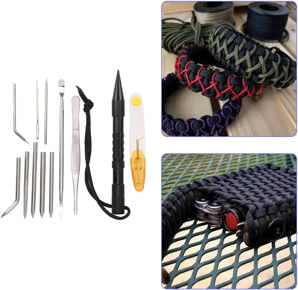 ست سوزن های بند پاراکورد Joyzan با ابزار صاف کننده و کیف برای دستبندهای DIY، تزئین لباس، بافت بند و طناب، 12 عدد مشکی ست سوزن های بند پاراکورد Joyzan با ابزار صاف کننده و کیف برای دستبندهای DIY، تزئین لباس، بافت بند و طناب، 12 عدد مشکی