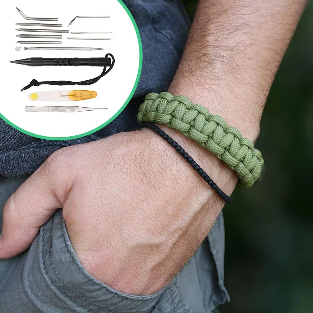 ست سوزن های دوخت طناب پاراکورد Joyzan با ابزار صاف کننده و کیف برای ساخت دستبند، تزئین لباس، بافت بند و طناب، 12 عدد مشکی ست سوزن های دوخت طناب پاراکورد Joyzan با ابزار صاف کننده و کیف برای ساخت دستبند، تزئین لباس، بافت بند و طناب، 12 عدد مشکی