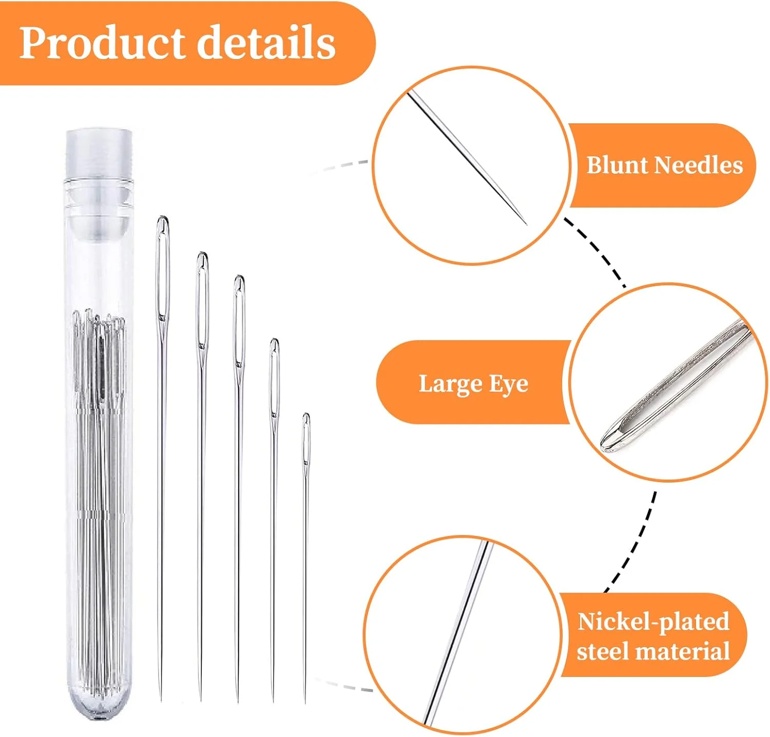 سوزن خیاطی JoDyRiTht، 25 عدد سوزن خیاطی چشم بزرگ برای صنایع دستی سوزن دوزی، ساخت جواهرات با لوله نگهداری، 5 سایز، نقره ای سوزن خیاطی JoDyRiTht، 25 عدد سوزن خیاطی چشم بزرگ برای صنایع دستی سوزن دوزی، ساخت جواهرات با لوله نگهداری، 5 سایز، نقره ای